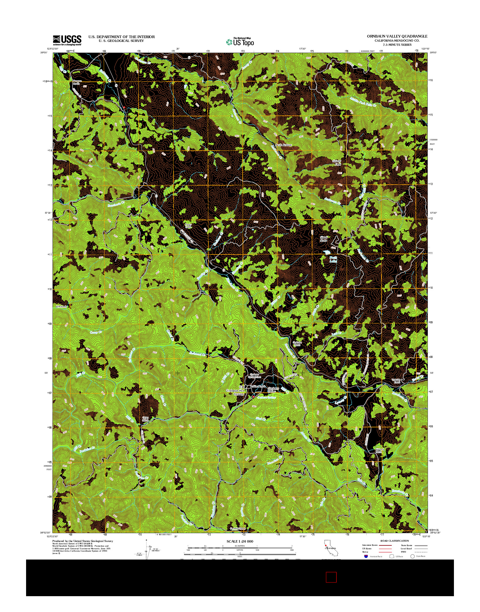 USGS US TOPO 7.5-MINUTE MAP FOR ORNBAUN VALLEY, CA 2012