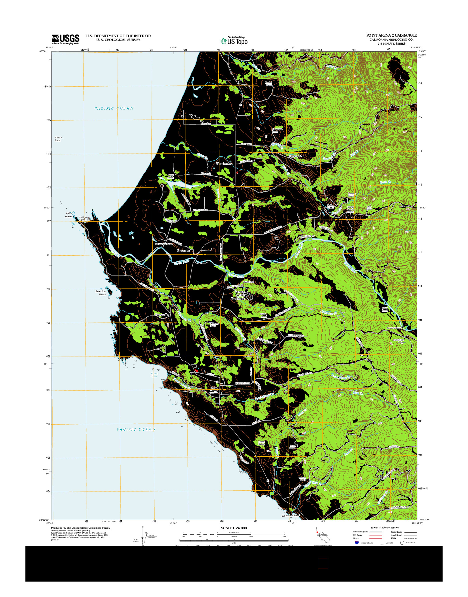 USGS US TOPO 7.5-MINUTE MAP FOR POINT ARENA, CA 2012