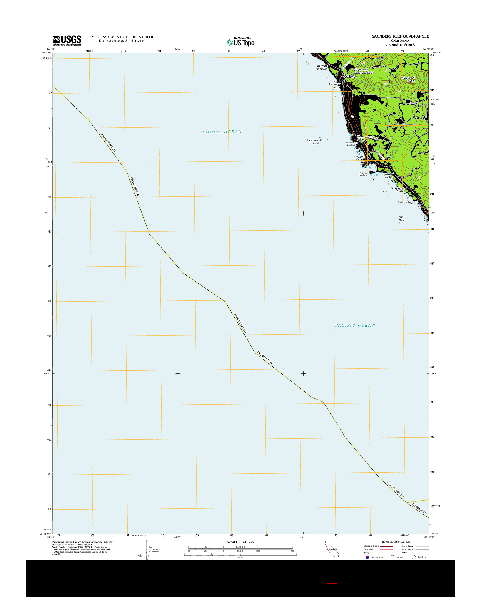 USGS US TOPO 7.5-MINUTE MAP FOR SAUNDERS REEF, CA 2012