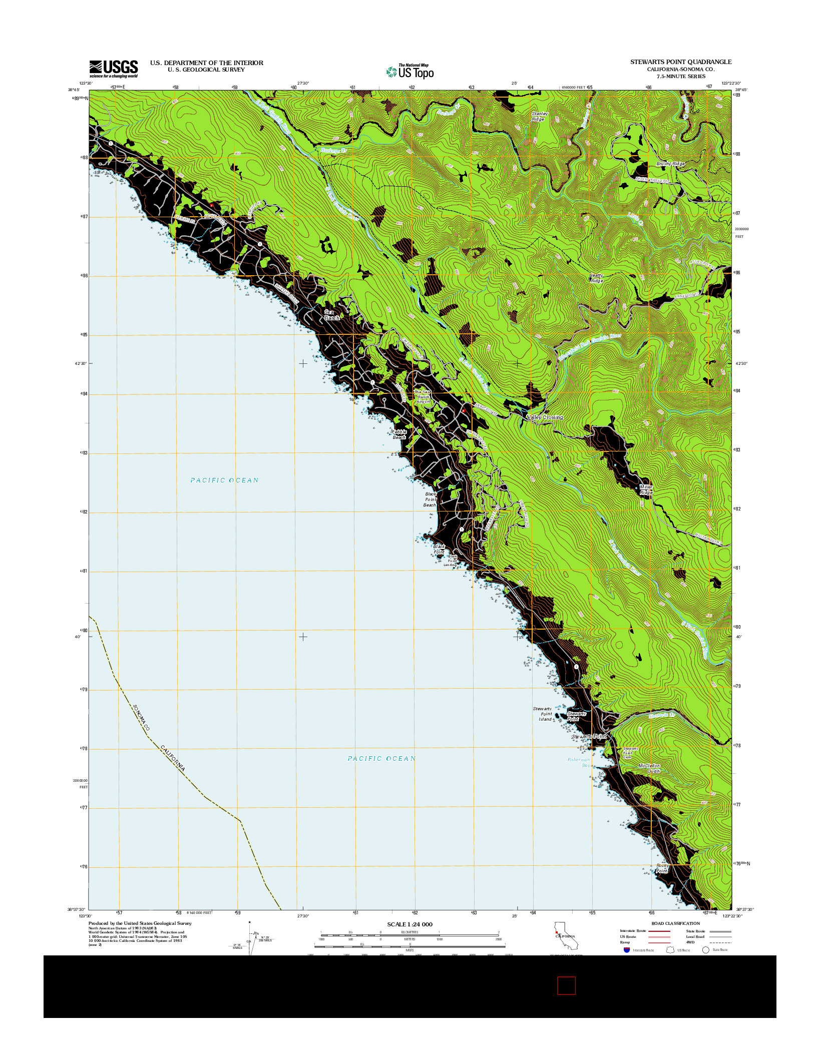 USGS US TOPO 7.5-MINUTE MAP FOR STEWARTS POINT, CA 2012