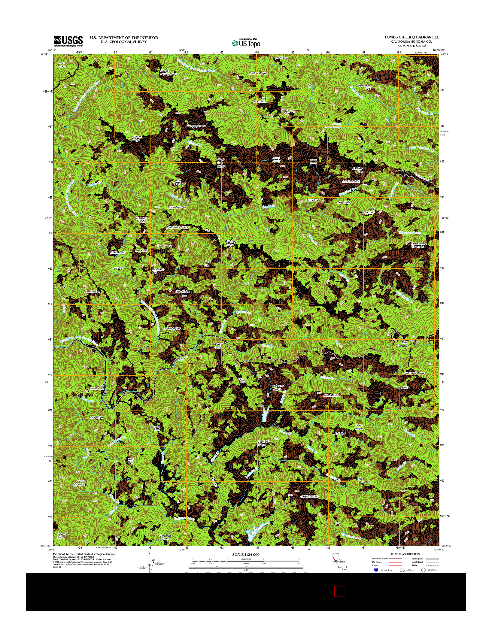 USGS US TOPO 7.5-MINUTE MAP FOR TOMBS CREEK, CA 2012