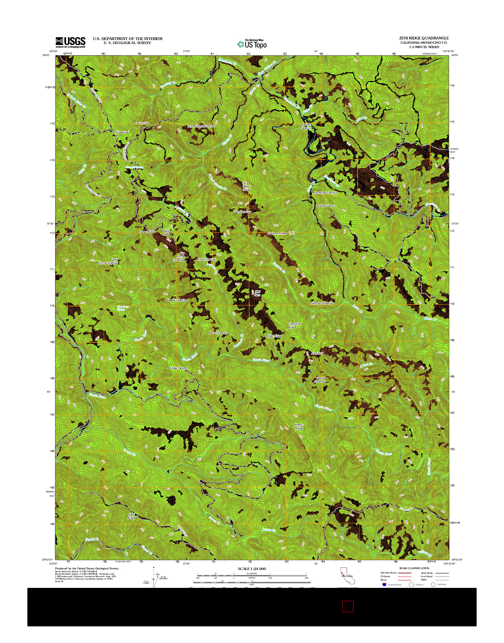 USGS US TOPO 7.5-MINUTE MAP FOR ZENI RIDGE, CA 2012