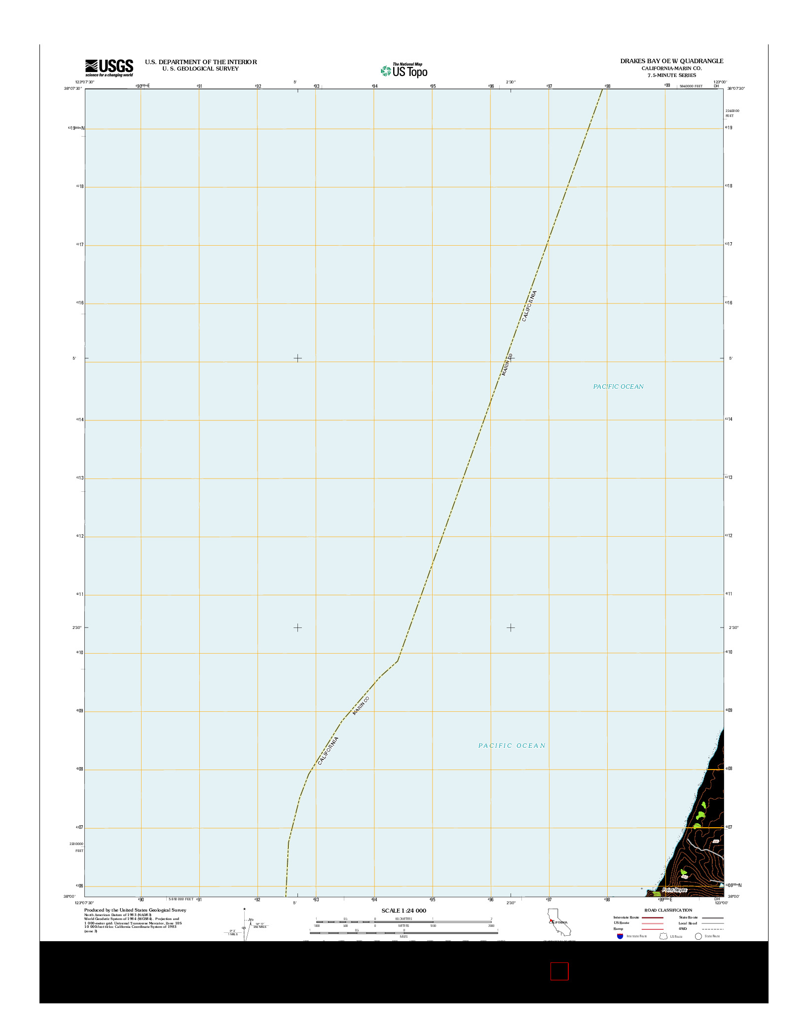 USGS US TOPO 7.5-MINUTE MAP FOR DRAKES BAY OE W, CA 2012