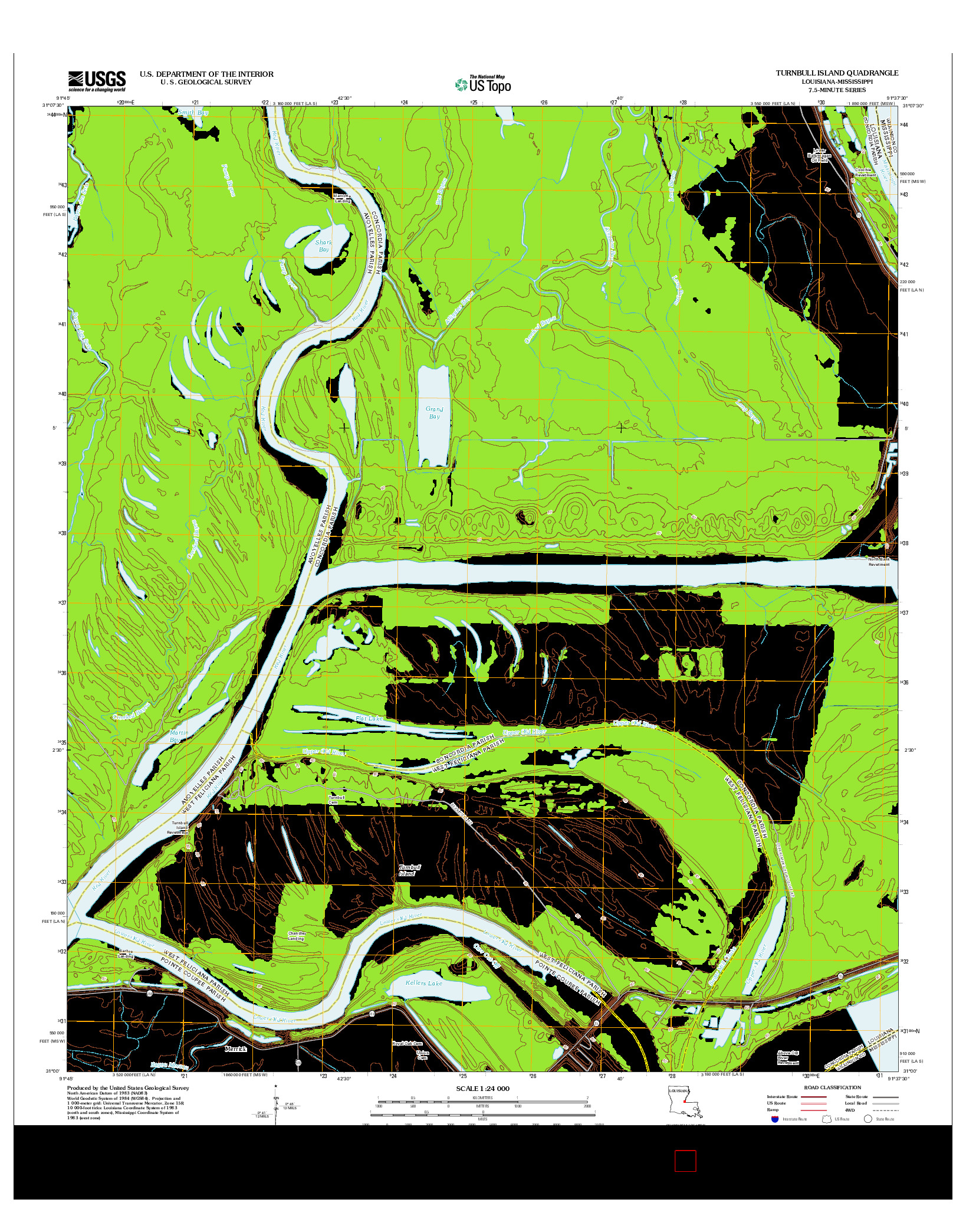 USGS US TOPO 7.5-MINUTE MAP FOR TURNBULL ISLAND, LA-MS 2012