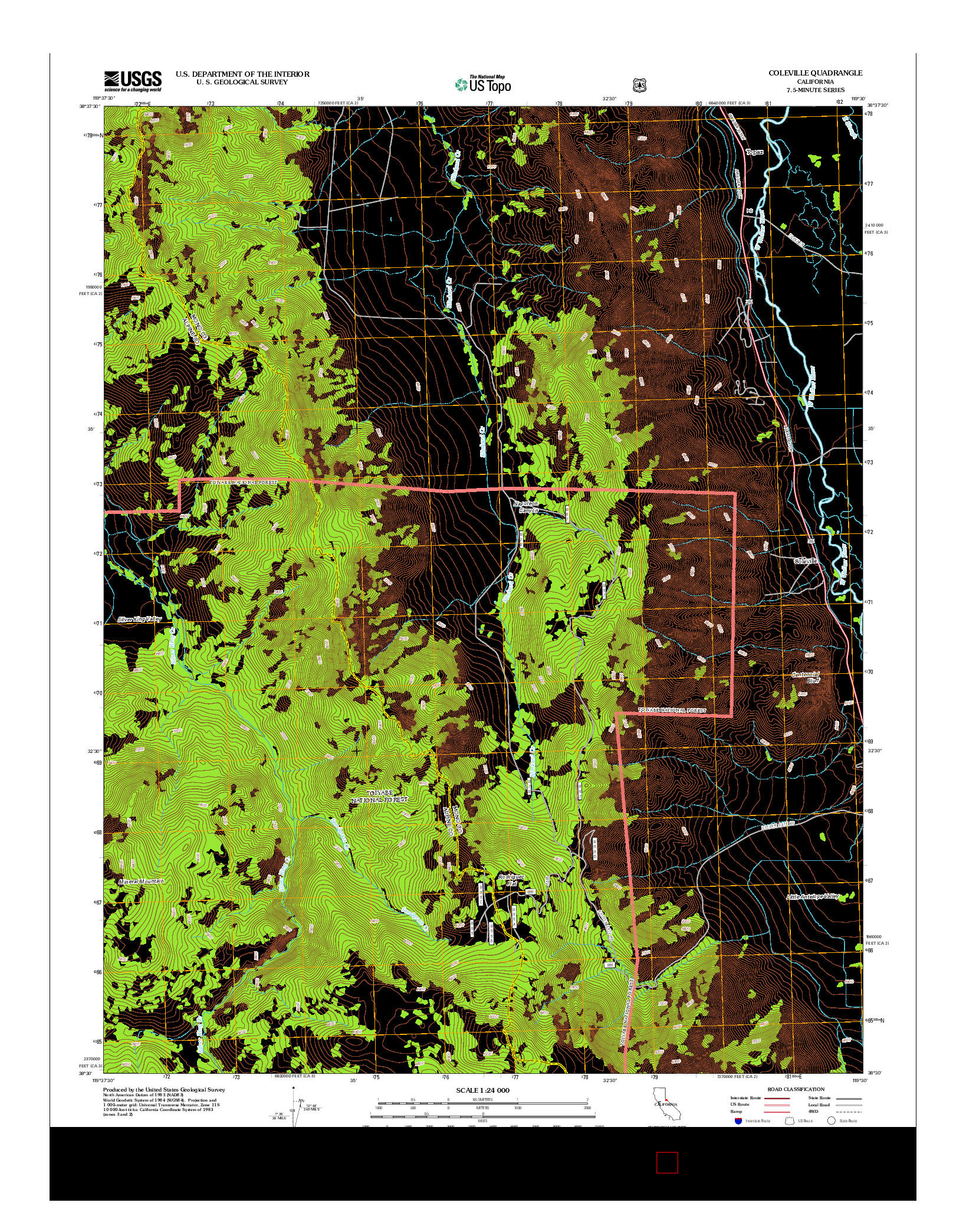 USGS US TOPO 7.5-MINUTE MAP FOR COLEVILLE, CA 2012