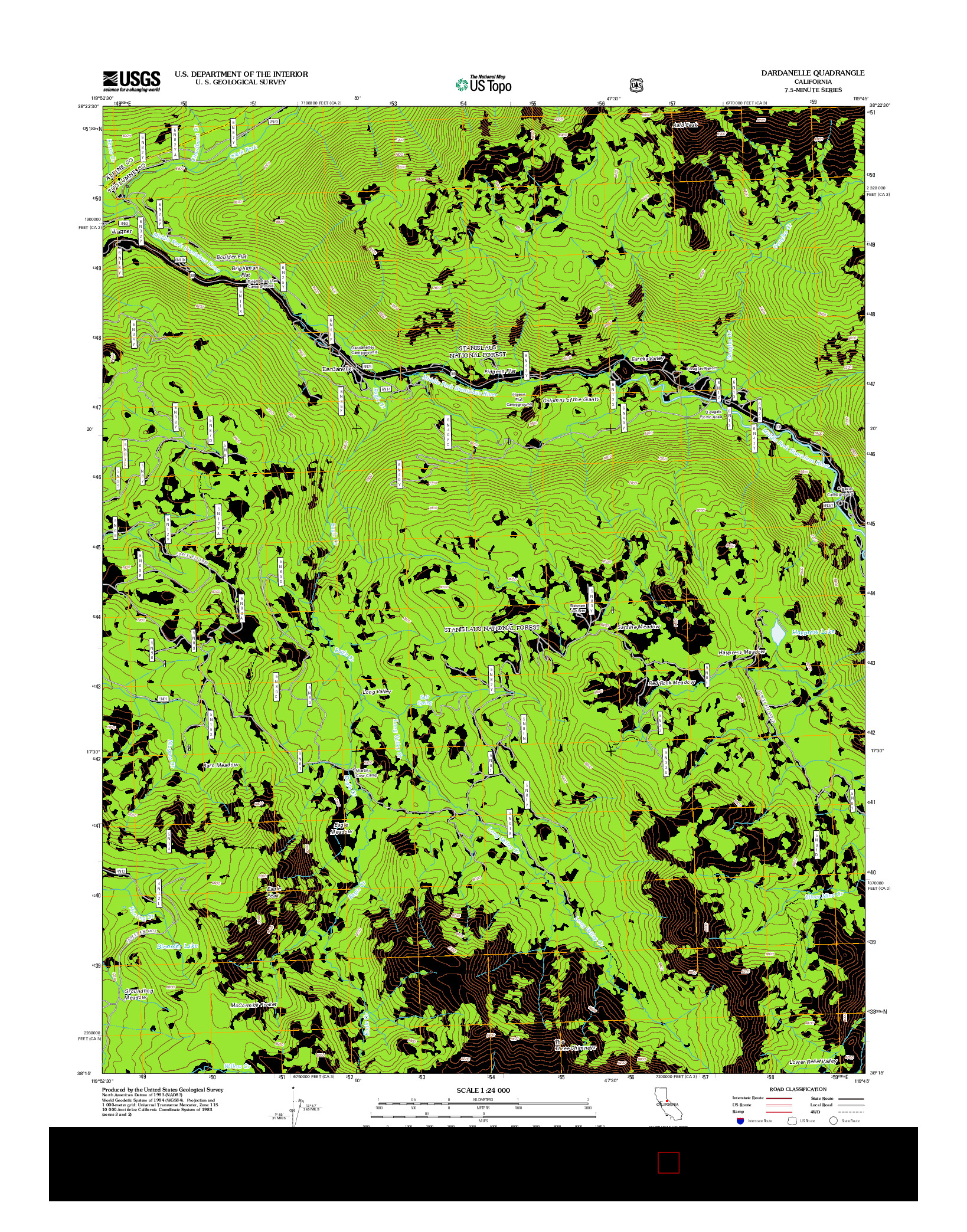 USGS US TOPO 7.5-MINUTE MAP FOR DARDANELLE, CA 2012