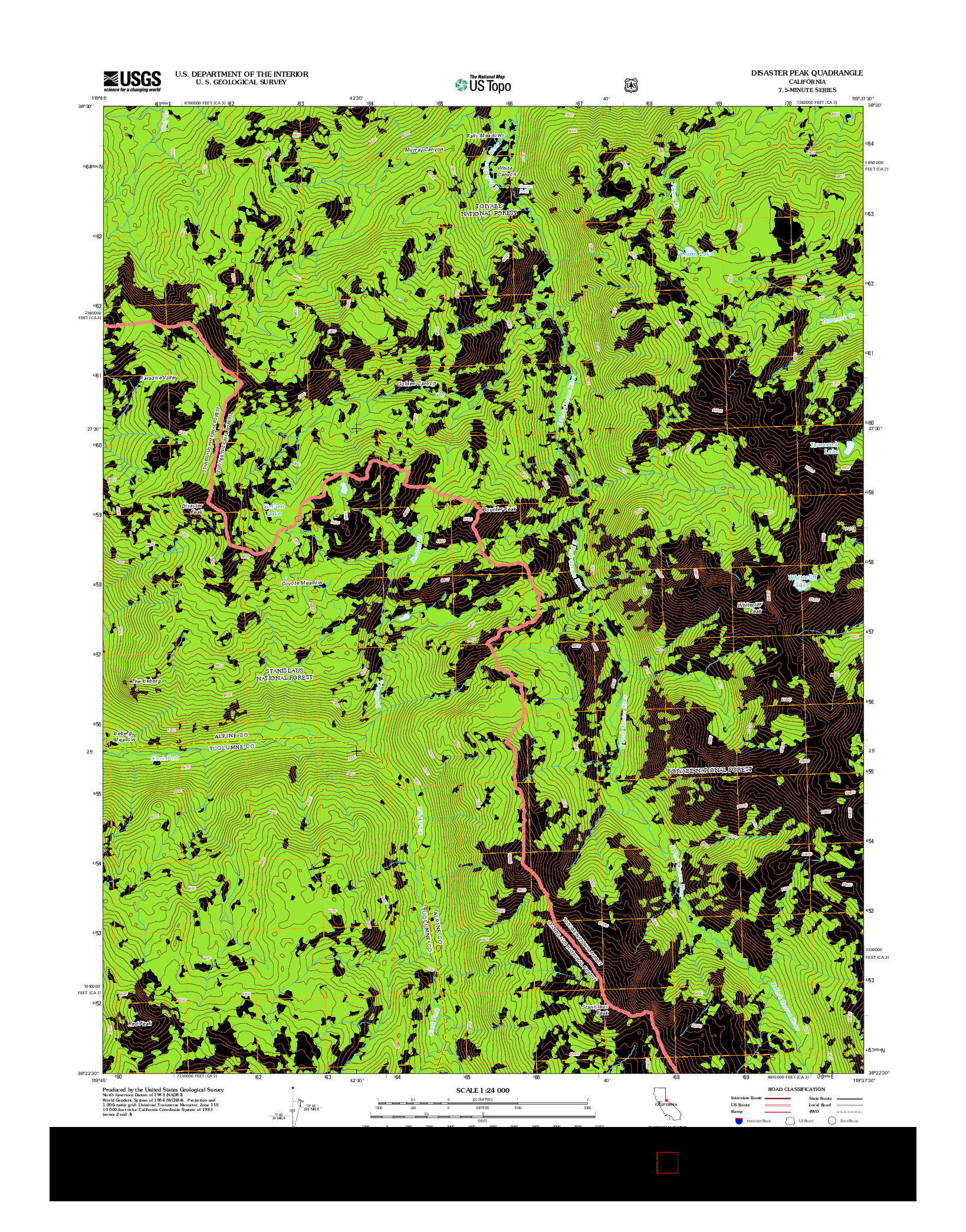 USGS US TOPO 7.5-MINUTE MAP FOR DISASTER PEAK, CA 2012