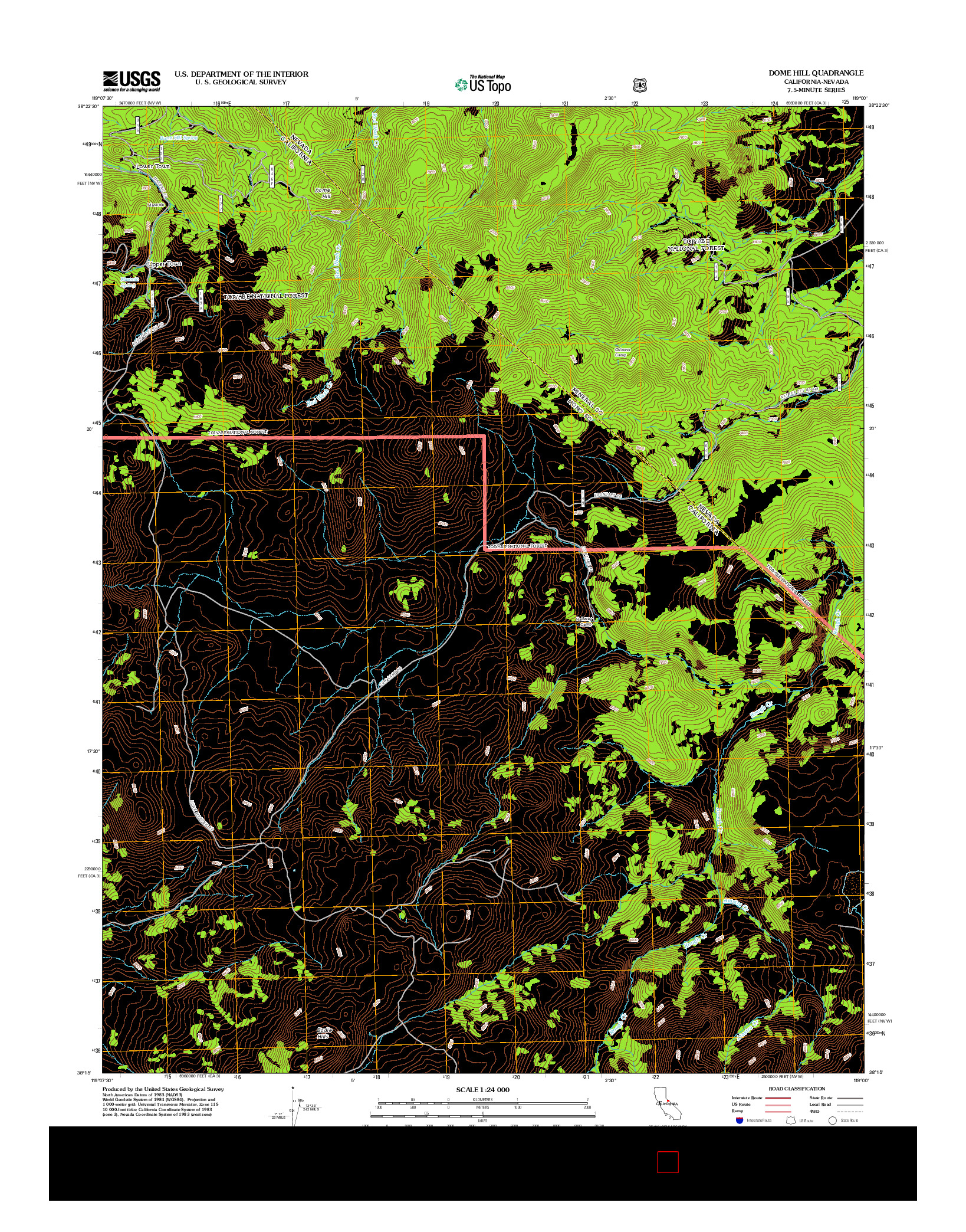 USGS US TOPO 7.5-MINUTE MAP FOR DOME HILL, CA-NV 2012