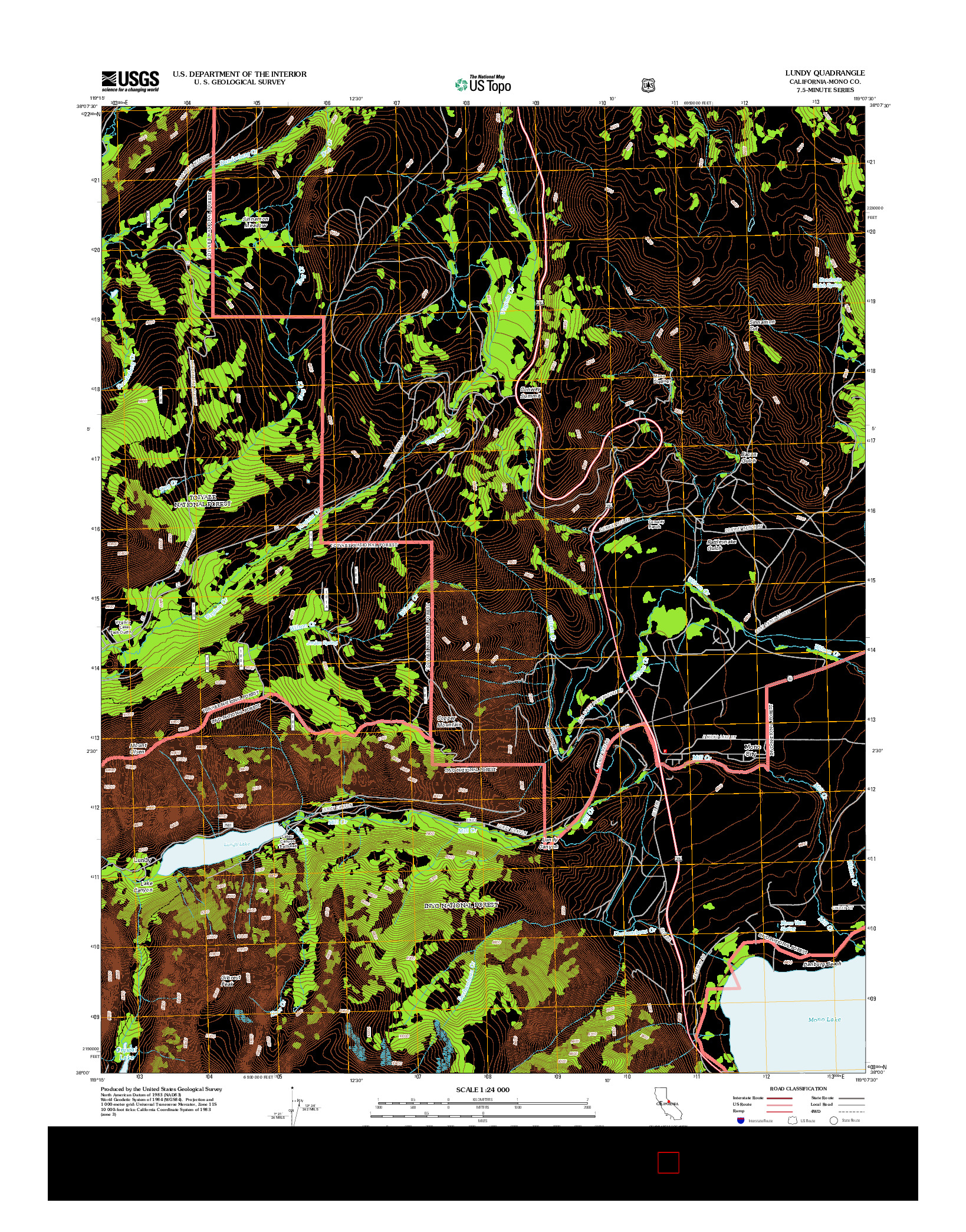 USGS US TOPO 7.5-MINUTE MAP FOR LUNDY, CA 2012