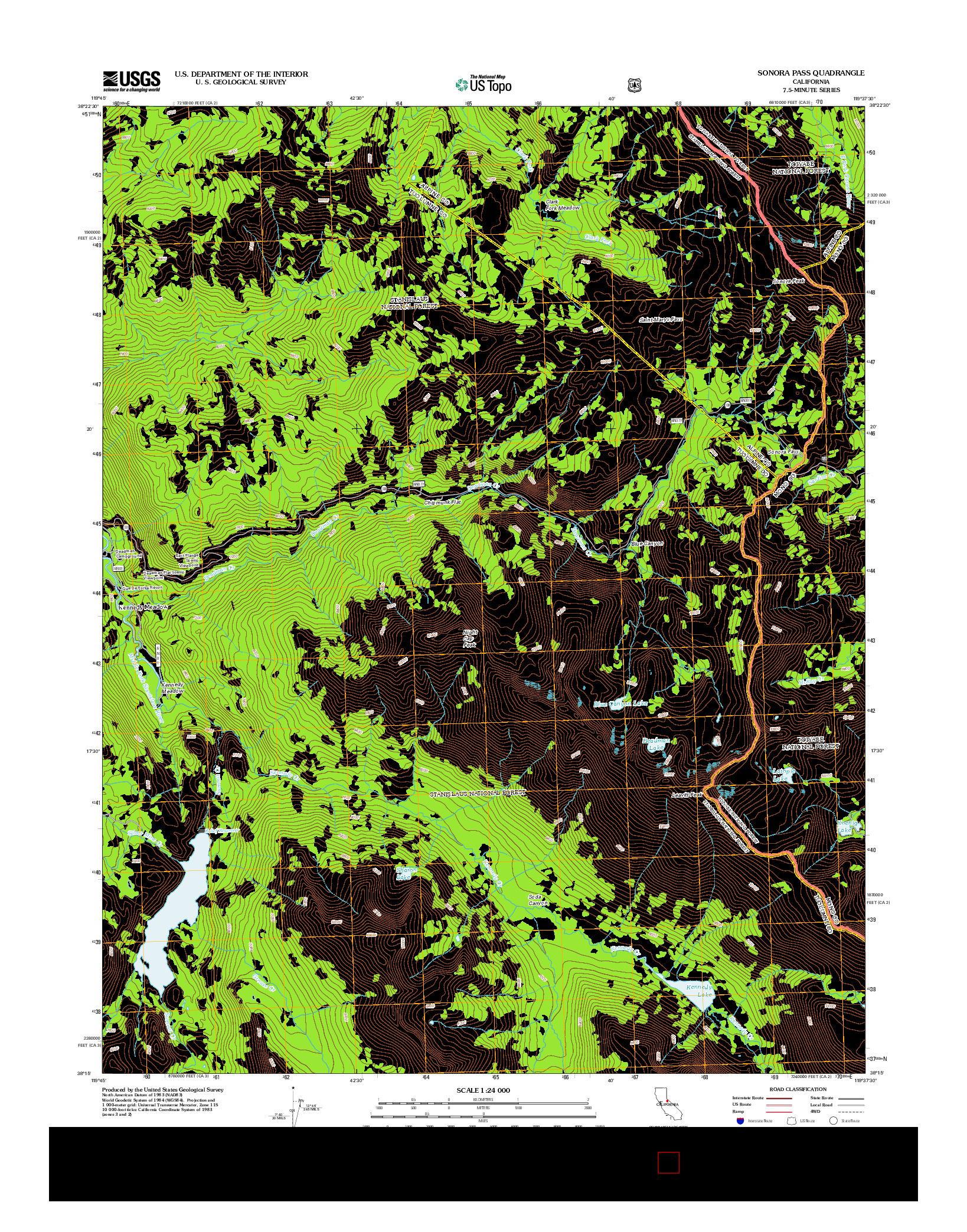 USGS US TOPO 7.5-MINUTE MAP FOR SONORA PASS, CA 2012