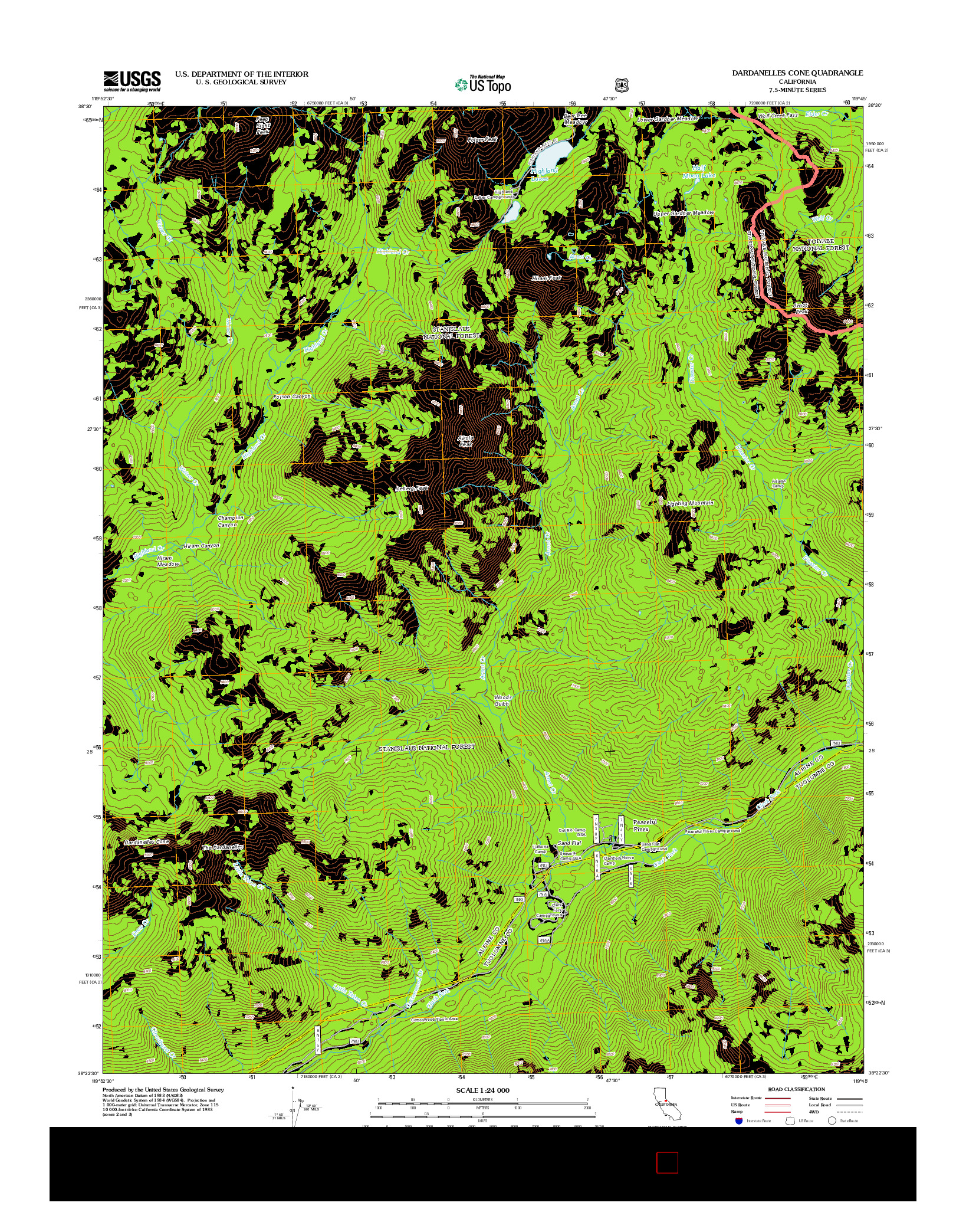 USGS US TOPO 7.5-MINUTE MAP FOR DARDANELLES CONE, CA 2012