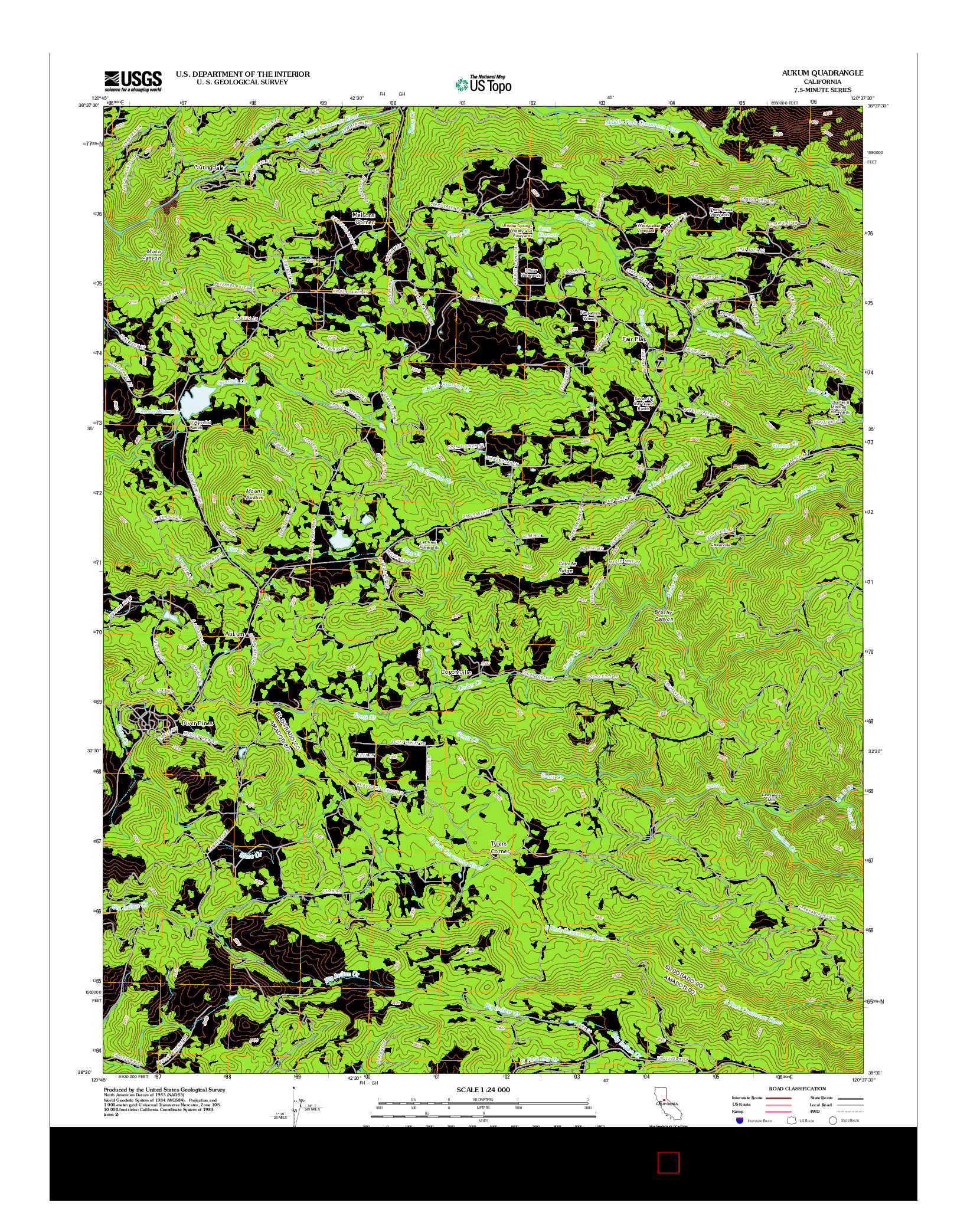 USGS US TOPO 7.5-MINUTE MAP FOR AUKUM, CA 2012