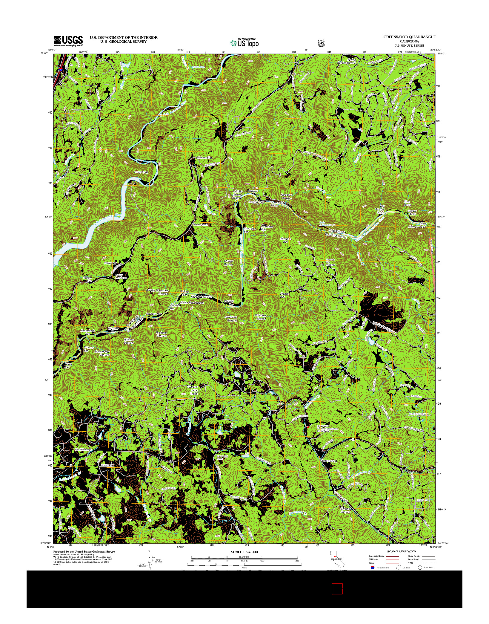 USGS US TOPO 7.5-MINUTE MAP FOR GREENWOOD, CA 2012