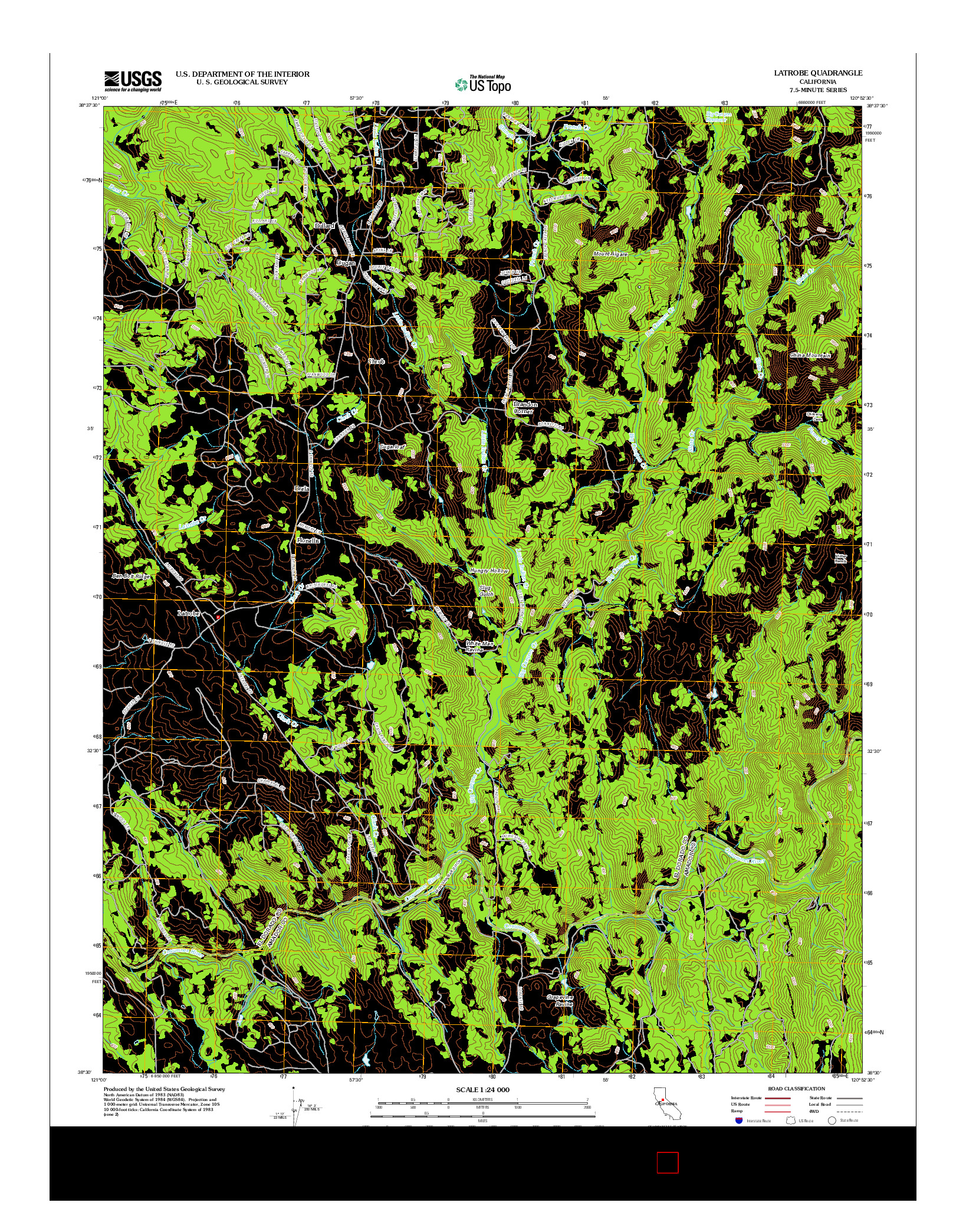 USGS US TOPO 7.5-MINUTE MAP FOR LATROBE, CA 2012