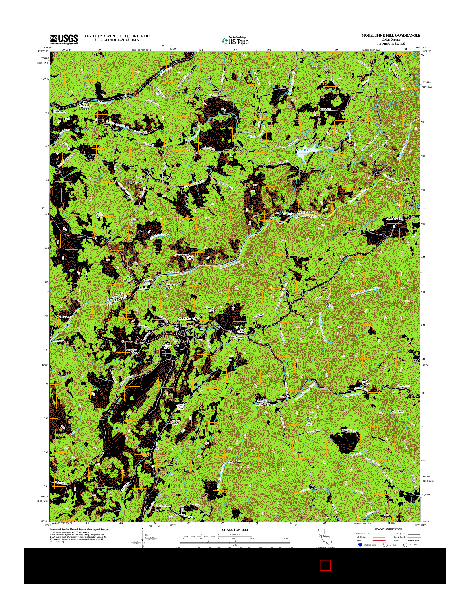 USGS US TOPO 7.5-MINUTE MAP FOR MOKELUMNE HILL, CA 2012