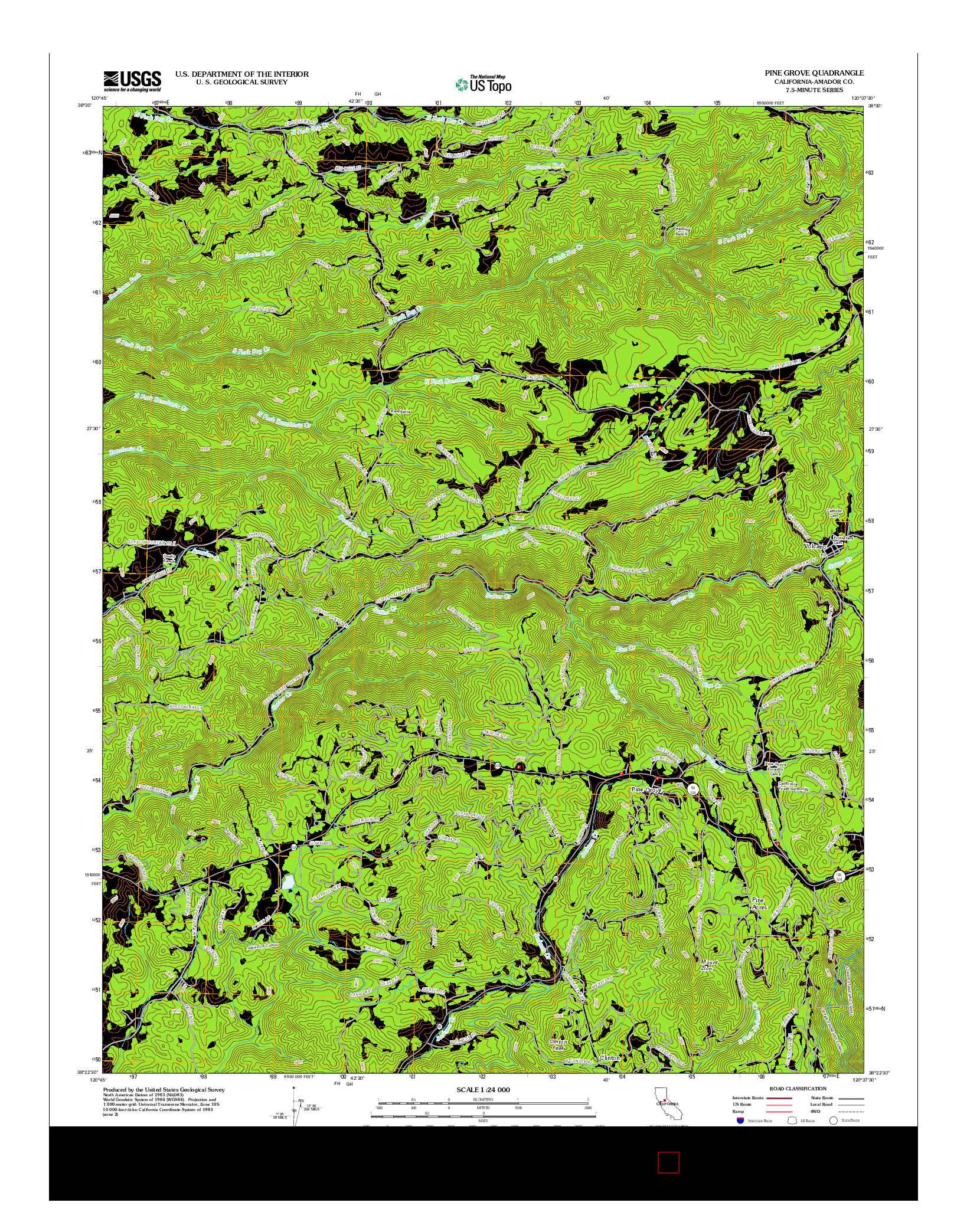 USGS US TOPO 7.5-MINUTE MAP FOR PINE GROVE, CA 2012