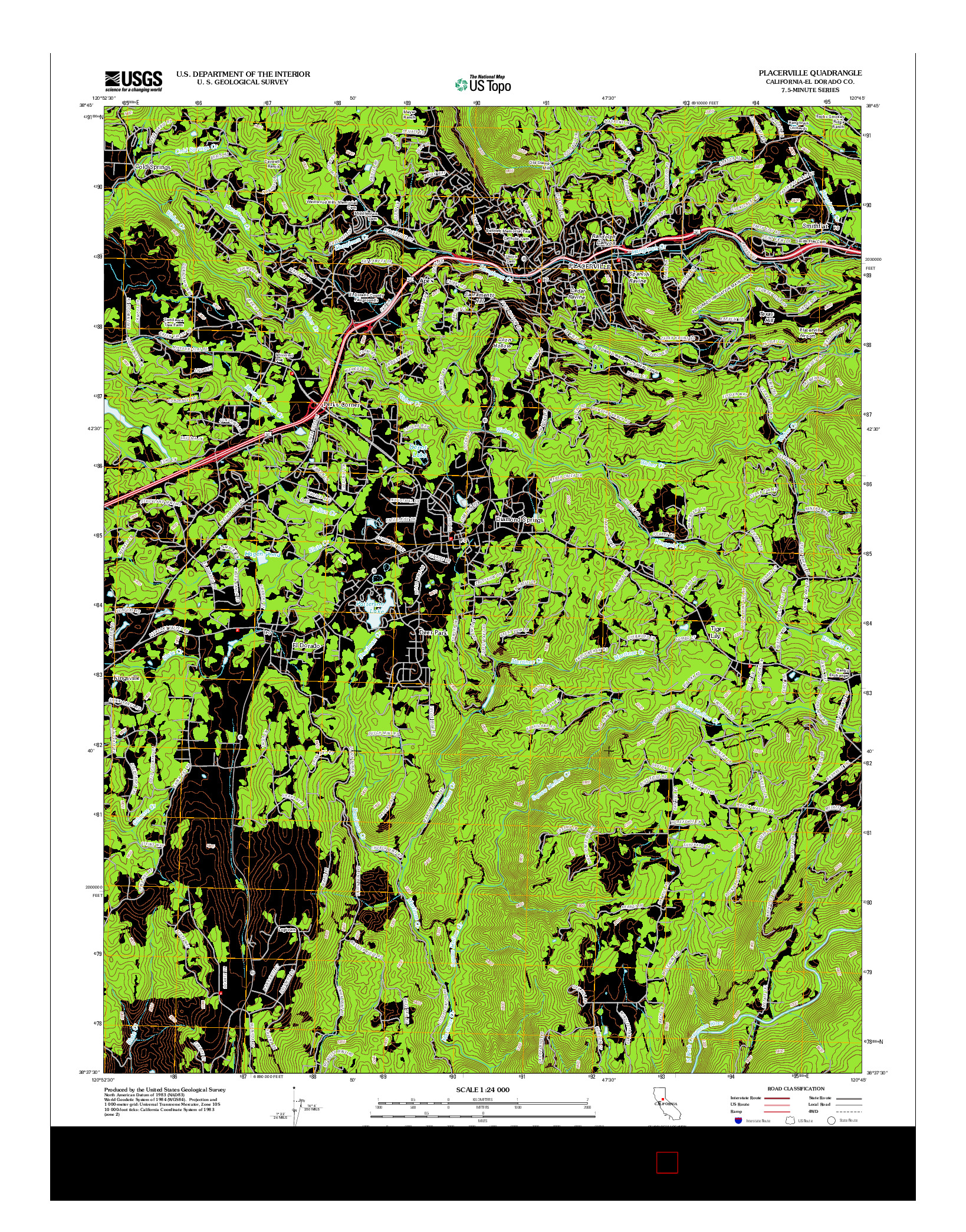 USGS US TOPO 7.5-MINUTE MAP FOR PLACERVILLE, CA 2012