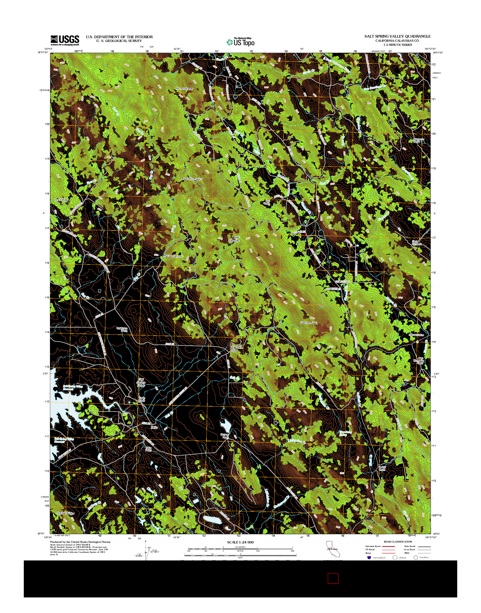 USGS US TOPO 7.5-MINUTE MAP FOR SALT SPRING VALLEY, CA 2012