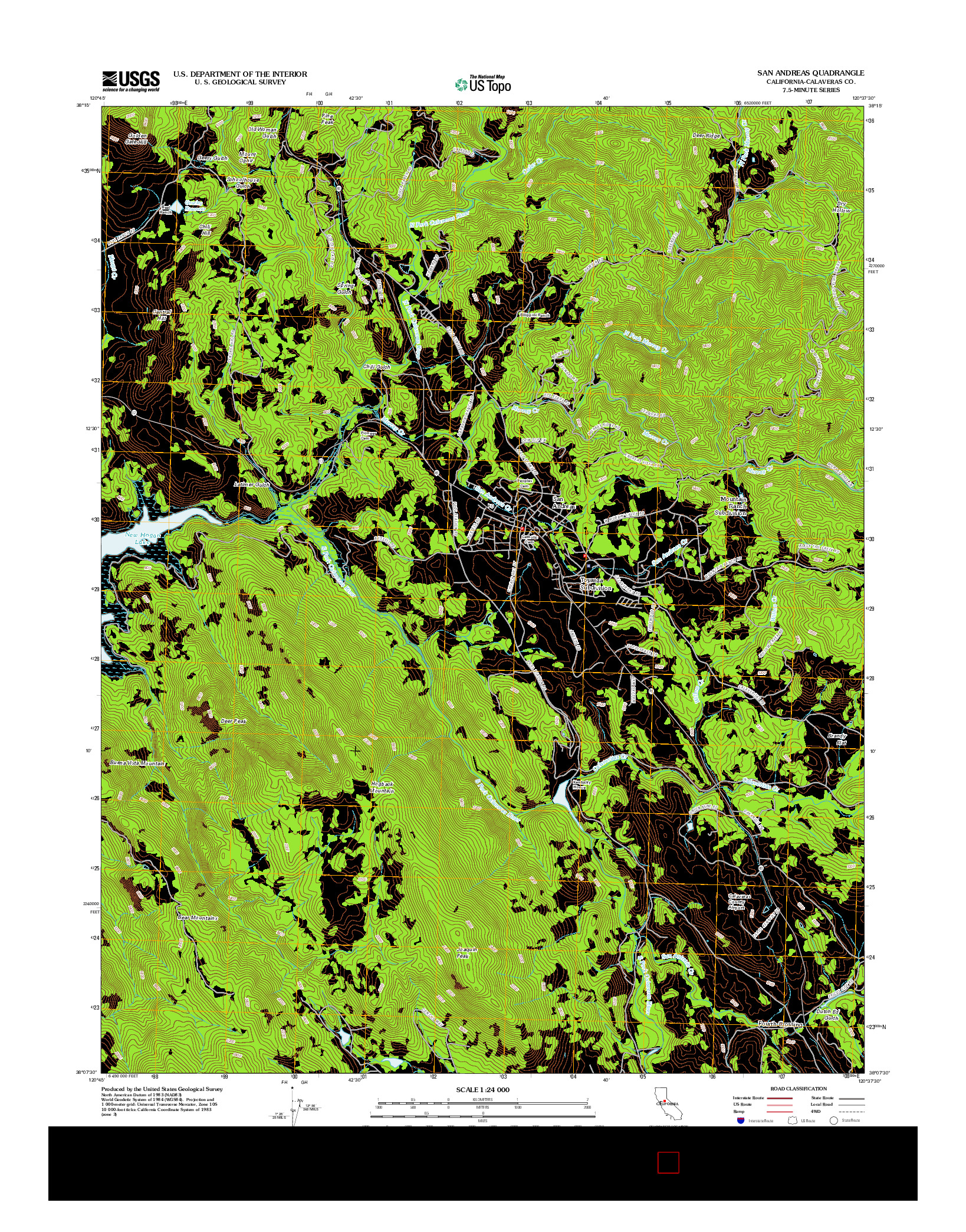 USGS US TOPO 7.5-MINUTE MAP FOR SAN ANDREAS, CA 2012