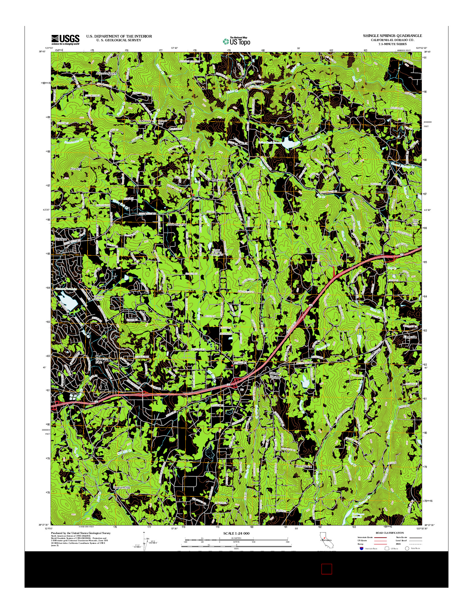 USGS US TOPO 7.5-MINUTE MAP FOR SHINGLE SPRINGS, CA 2012