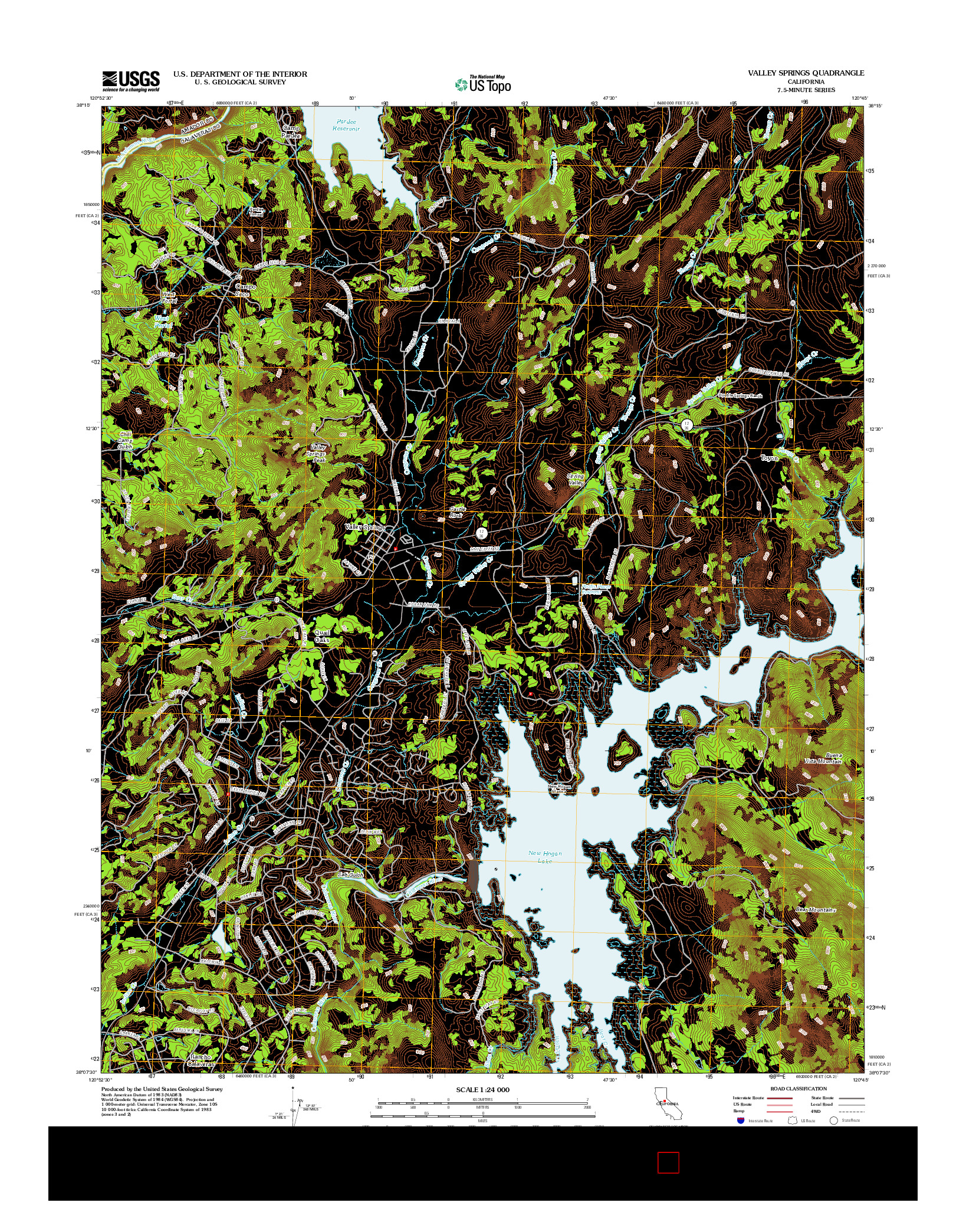 USGS US TOPO 7.5-MINUTE MAP FOR VALLEY SPRINGS, CA 2012