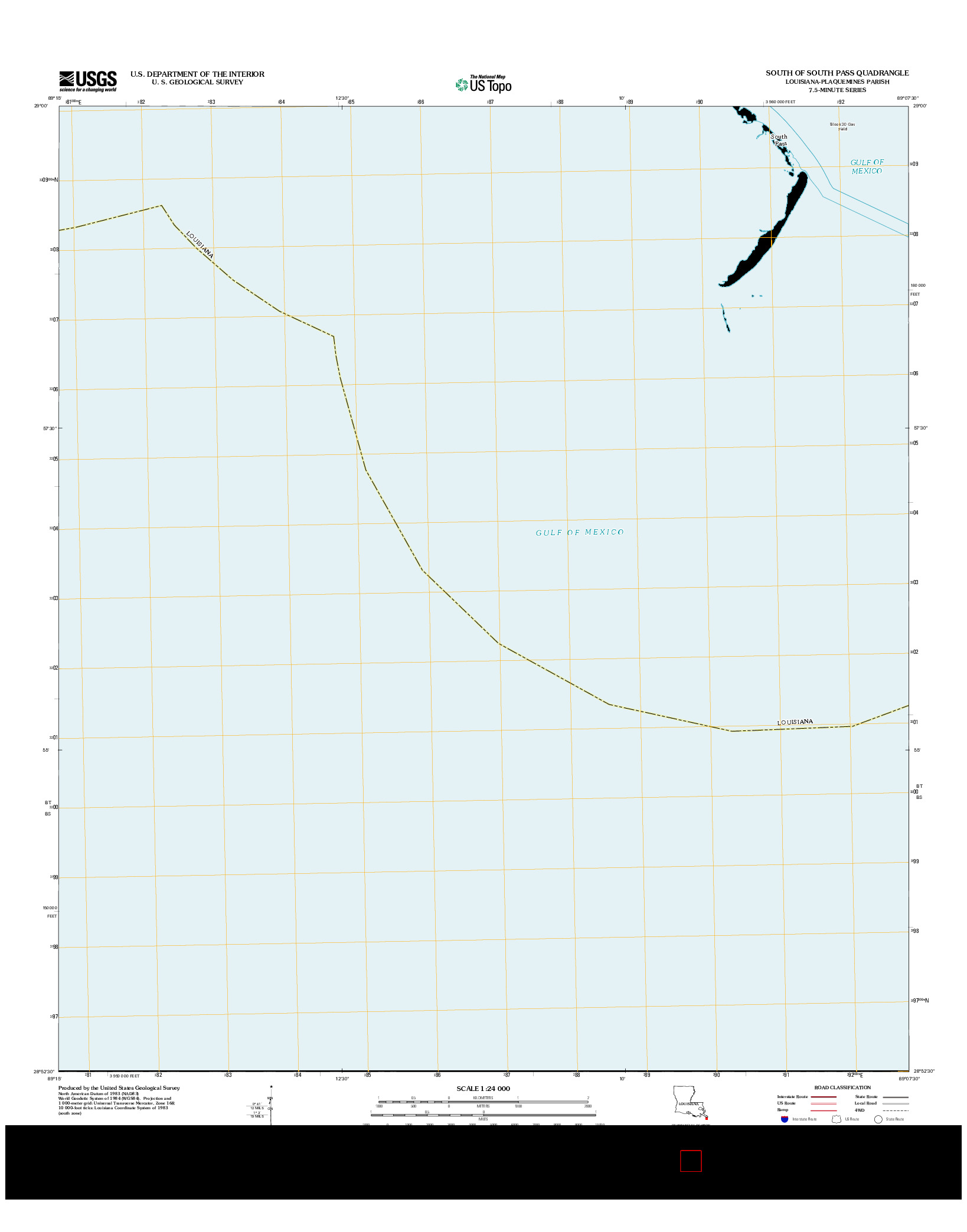 USGS US TOPO 7.5-MINUTE MAP FOR SOUTH OF SOUTH PASS, LA 2012