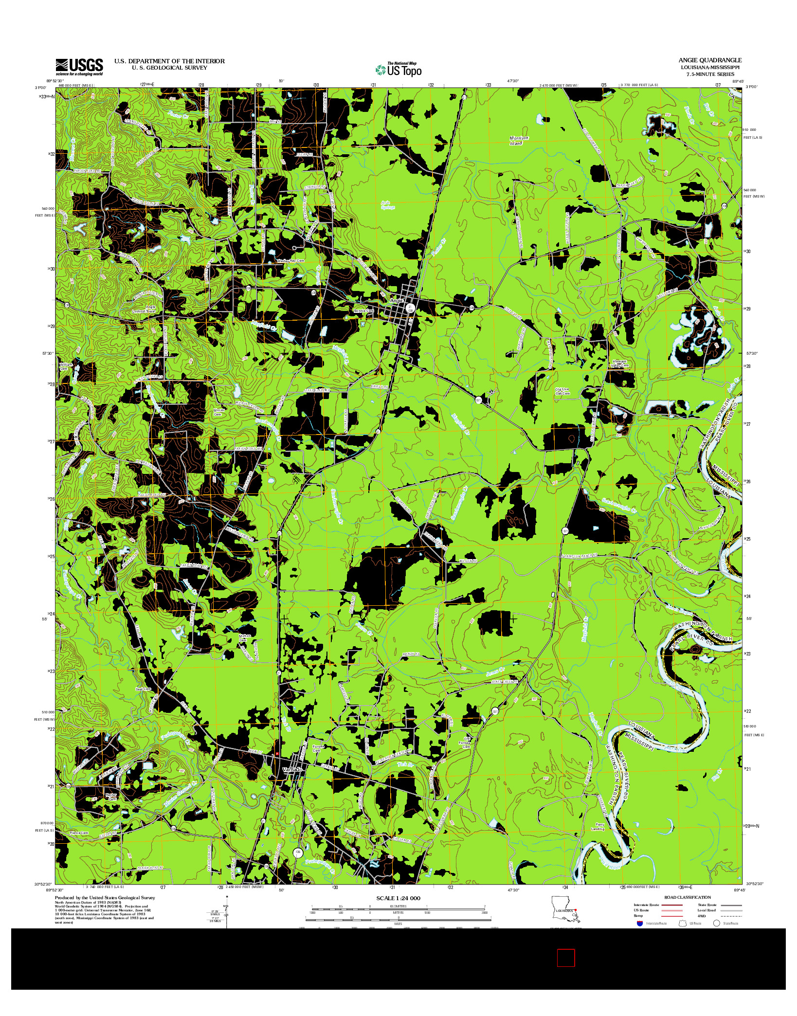 USGS US TOPO 7.5-MINUTE MAP FOR ANGIE, LA-MS 2012