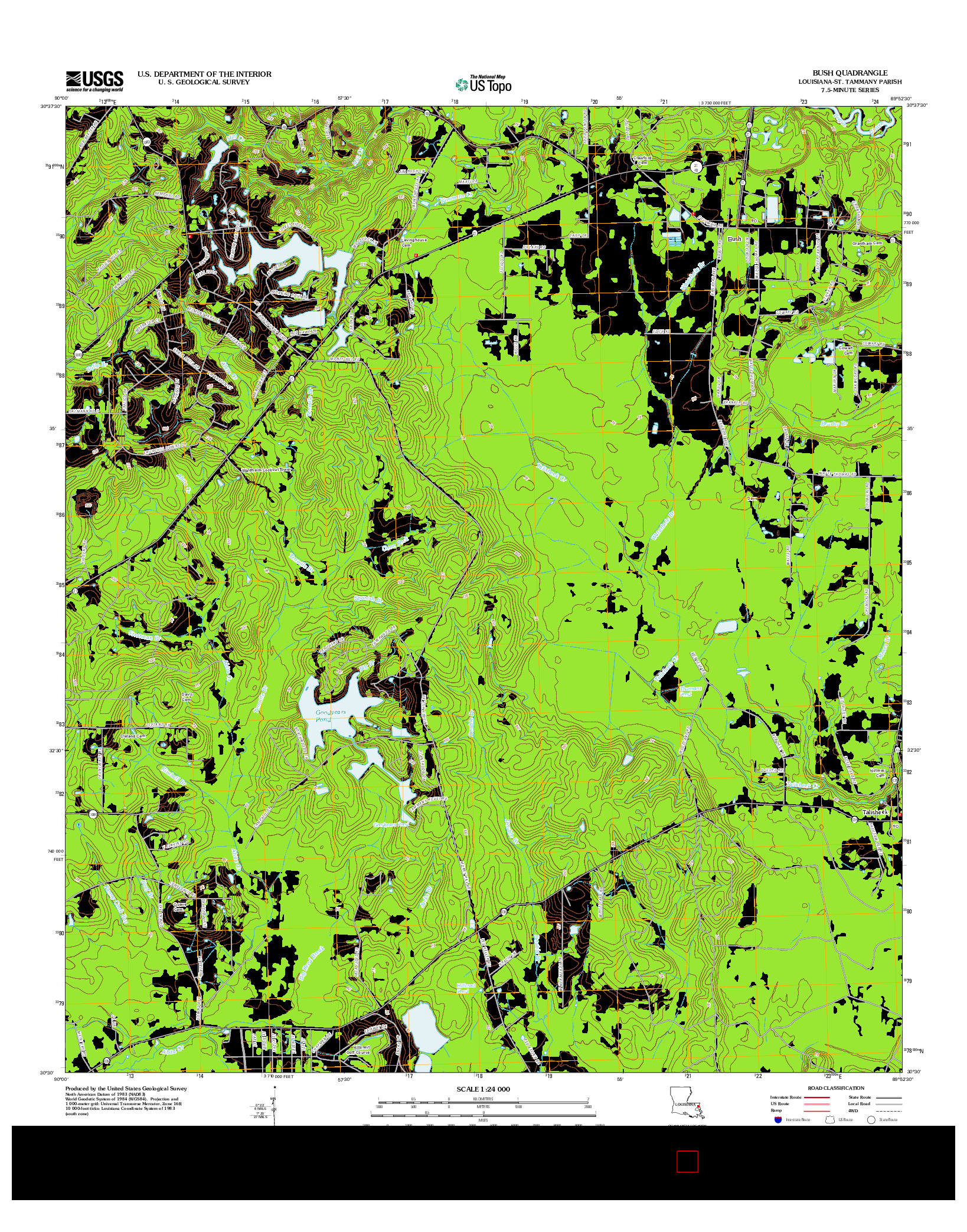 USGS US TOPO 7.5-MINUTE MAP FOR BUSH, LA 2012