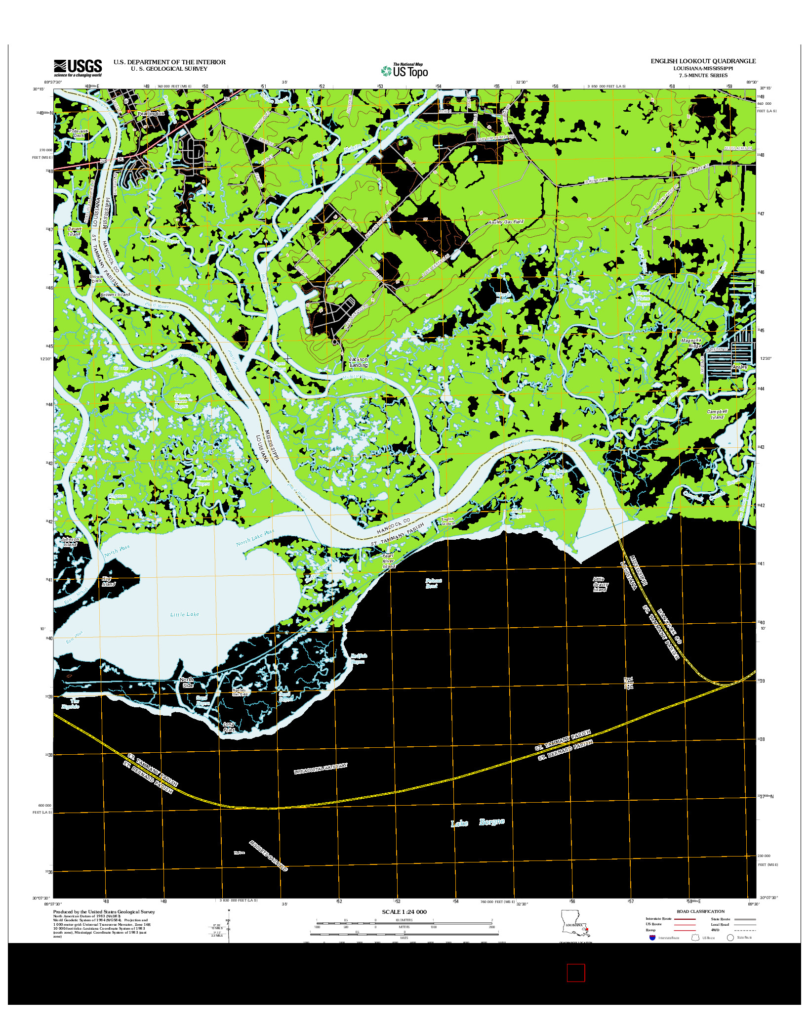 USGS US TOPO 7.5-MINUTE MAP FOR ENGLISH LOOKOUT, LA-MS 2012