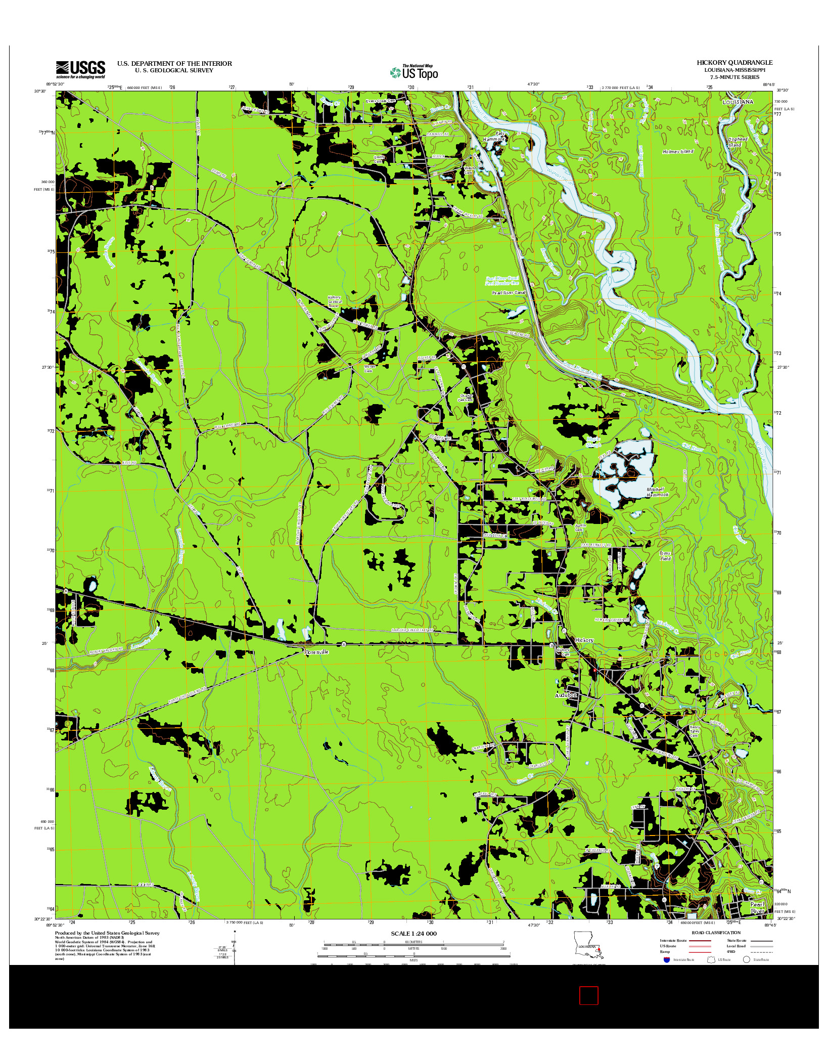 USGS US TOPO 7.5-MINUTE MAP FOR HICKORY, LA-MS 2012