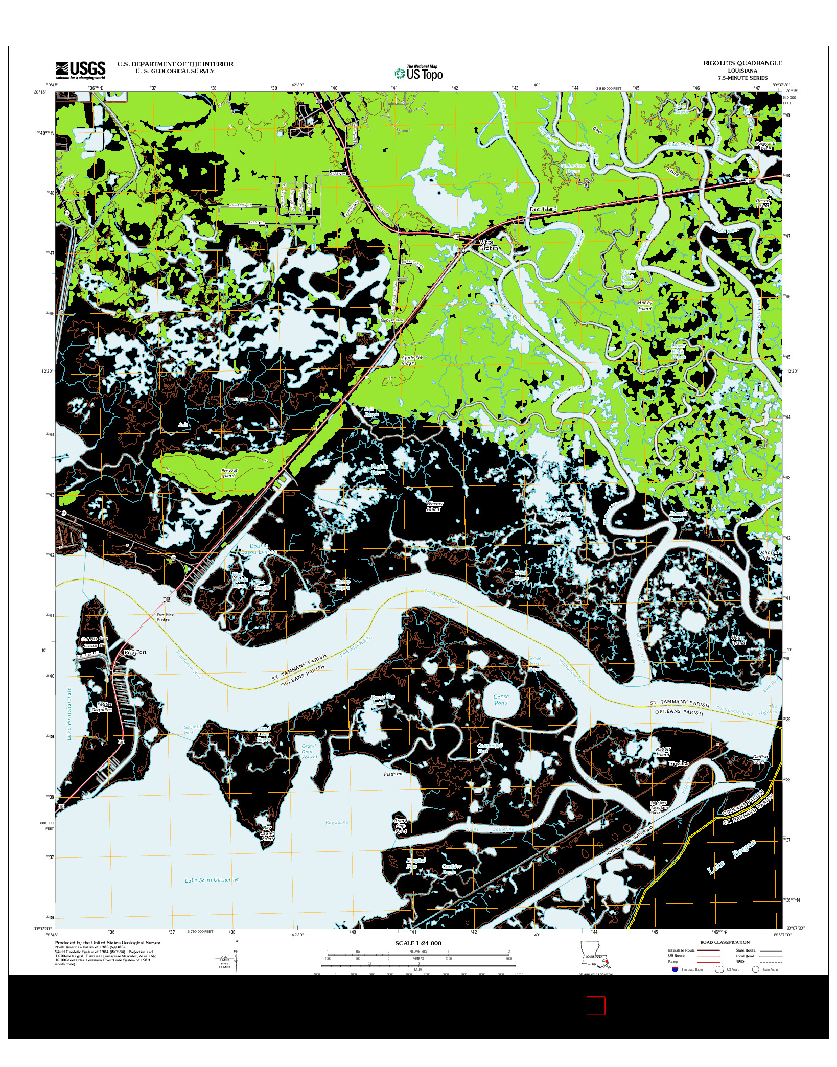 USGS US TOPO 7.5-MINUTE MAP FOR RIGOLETS, LA 2012