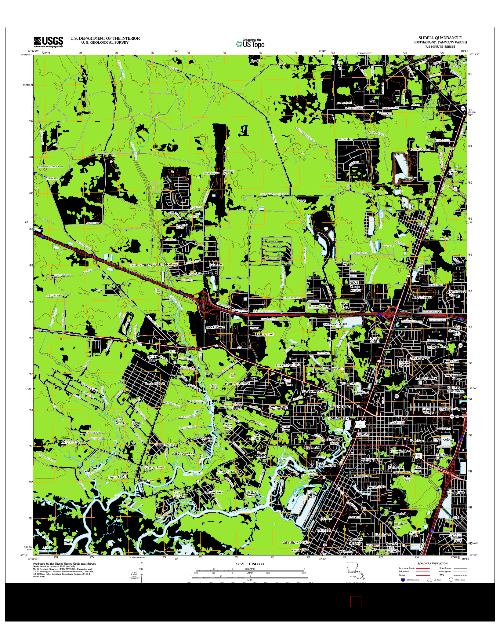 USGS US TOPO 7.5-MINUTE MAP FOR SLIDELL, LA 2012