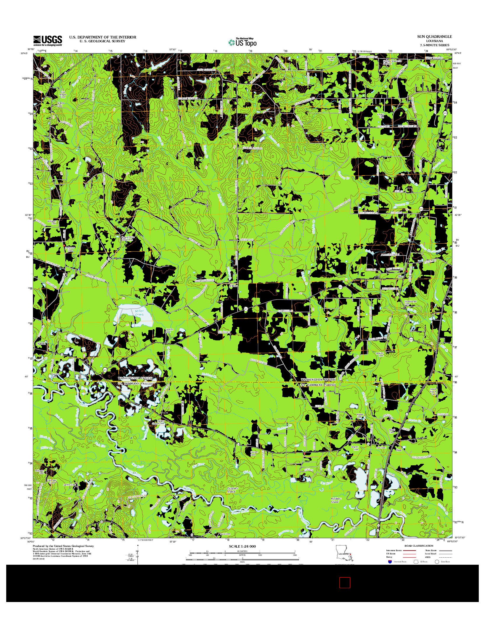 USGS US TOPO 7.5-MINUTE MAP FOR SUN, LA 2012