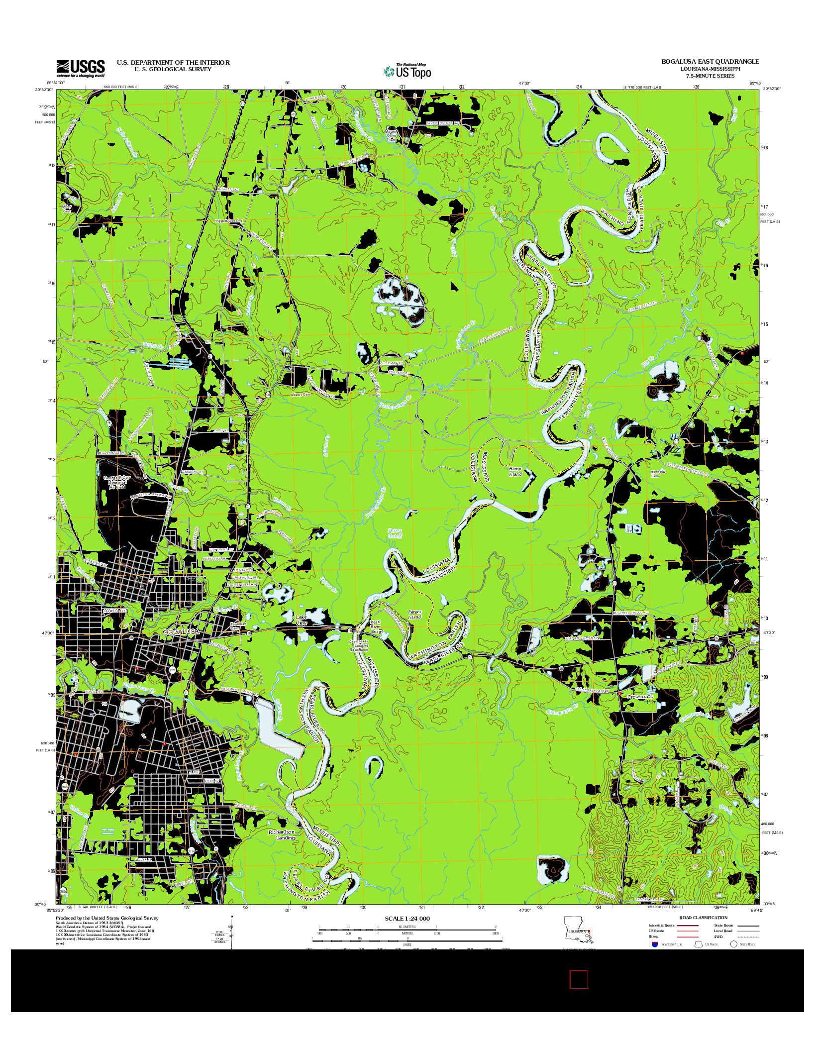 USGS US TOPO 7.5-MINUTE MAP FOR BOGALUSA EAST, LA-MS 2012