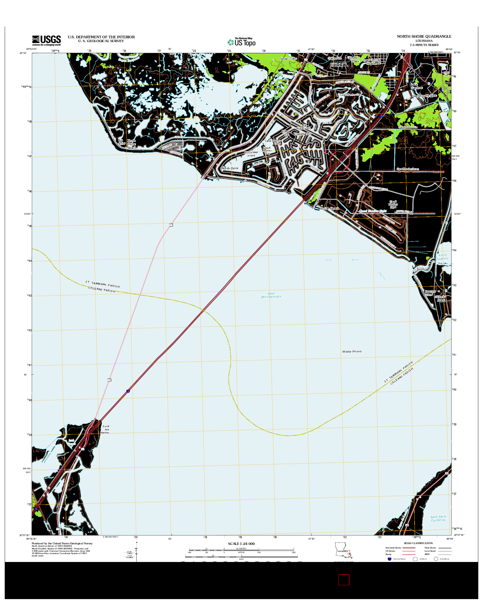 USGS US TOPO 7.5-MINUTE MAP FOR NORTH SHORE, LA 2012