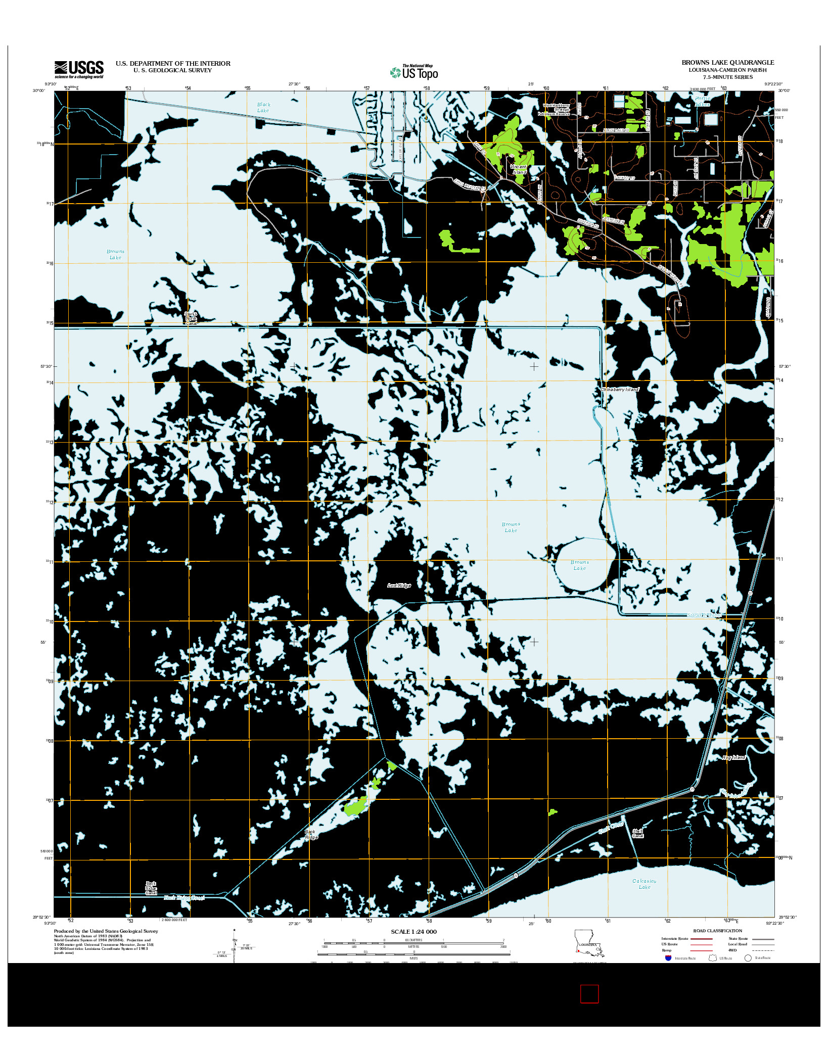 USGS US TOPO 7.5-MINUTE MAP FOR BROWNS LAKE, LA 2012