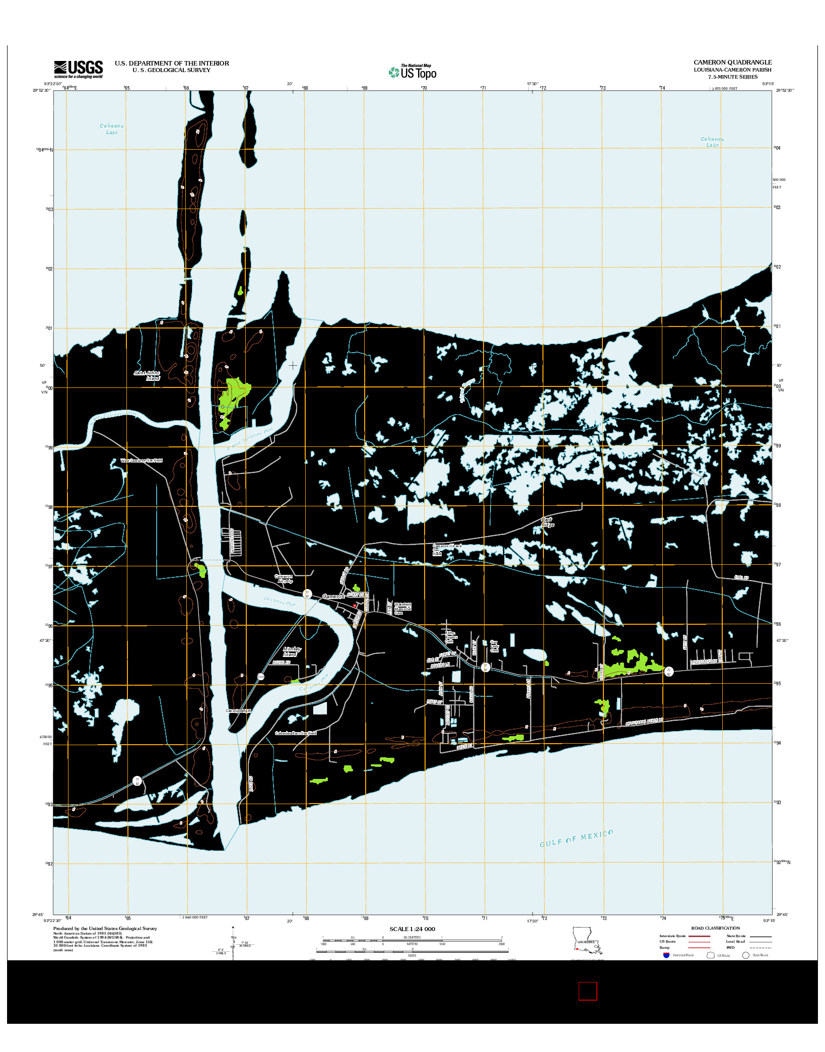 USGS US TOPO 7.5-MINUTE MAP FOR CAMERON, LA 2012