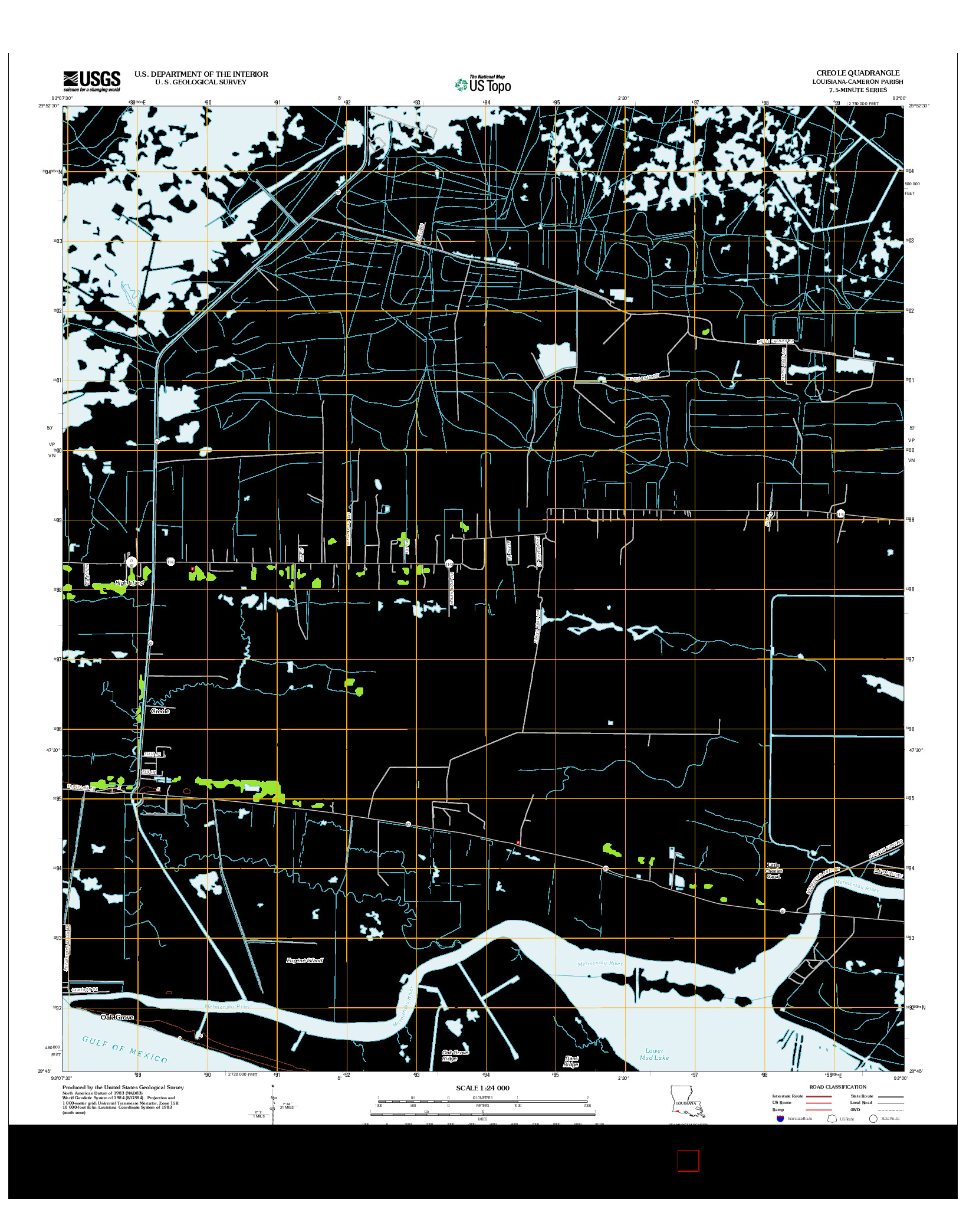 USGS US TOPO 7.5-MINUTE MAP FOR CREOLE, LA 2012