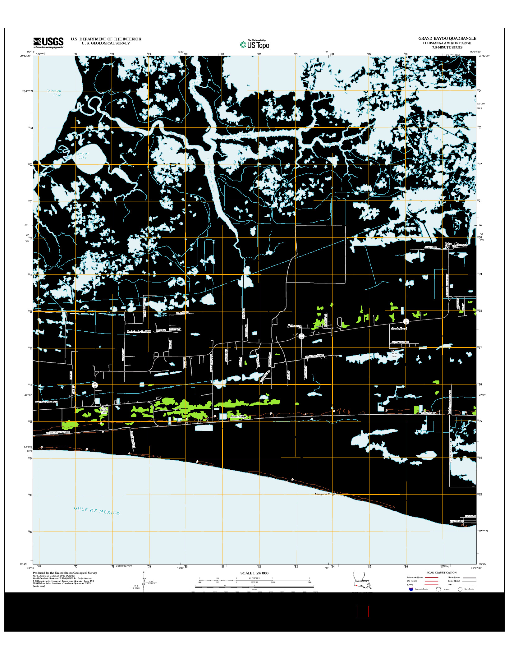 USGS US TOPO 7.5-MINUTE MAP FOR GRAND BAYOU, LA 2012