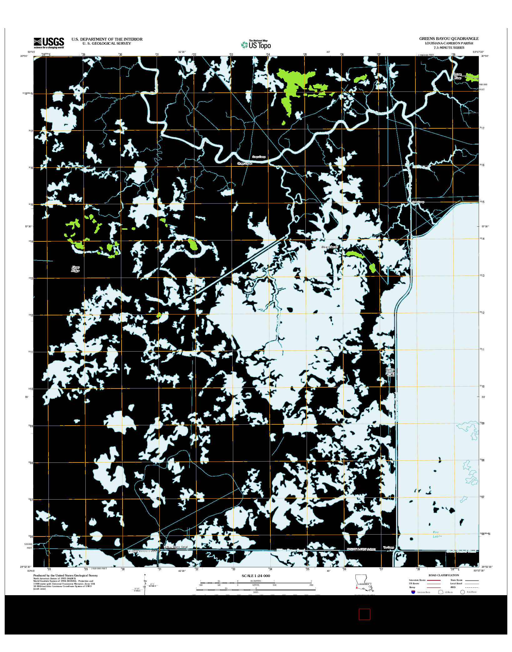 USGS US TOPO 7.5-MINUTE MAP FOR GREENS BAYOU, LA 2012