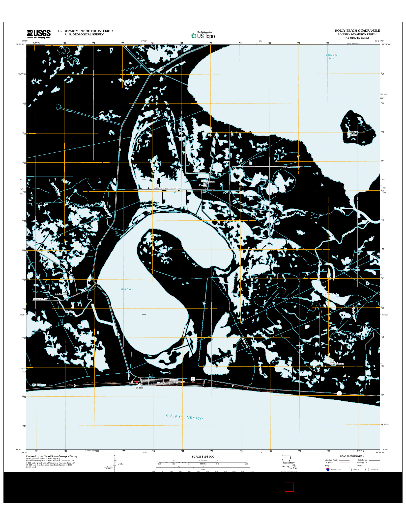USGS US TOPO 7.5-MINUTE MAP FOR HOLLY BEACH, LA 2012