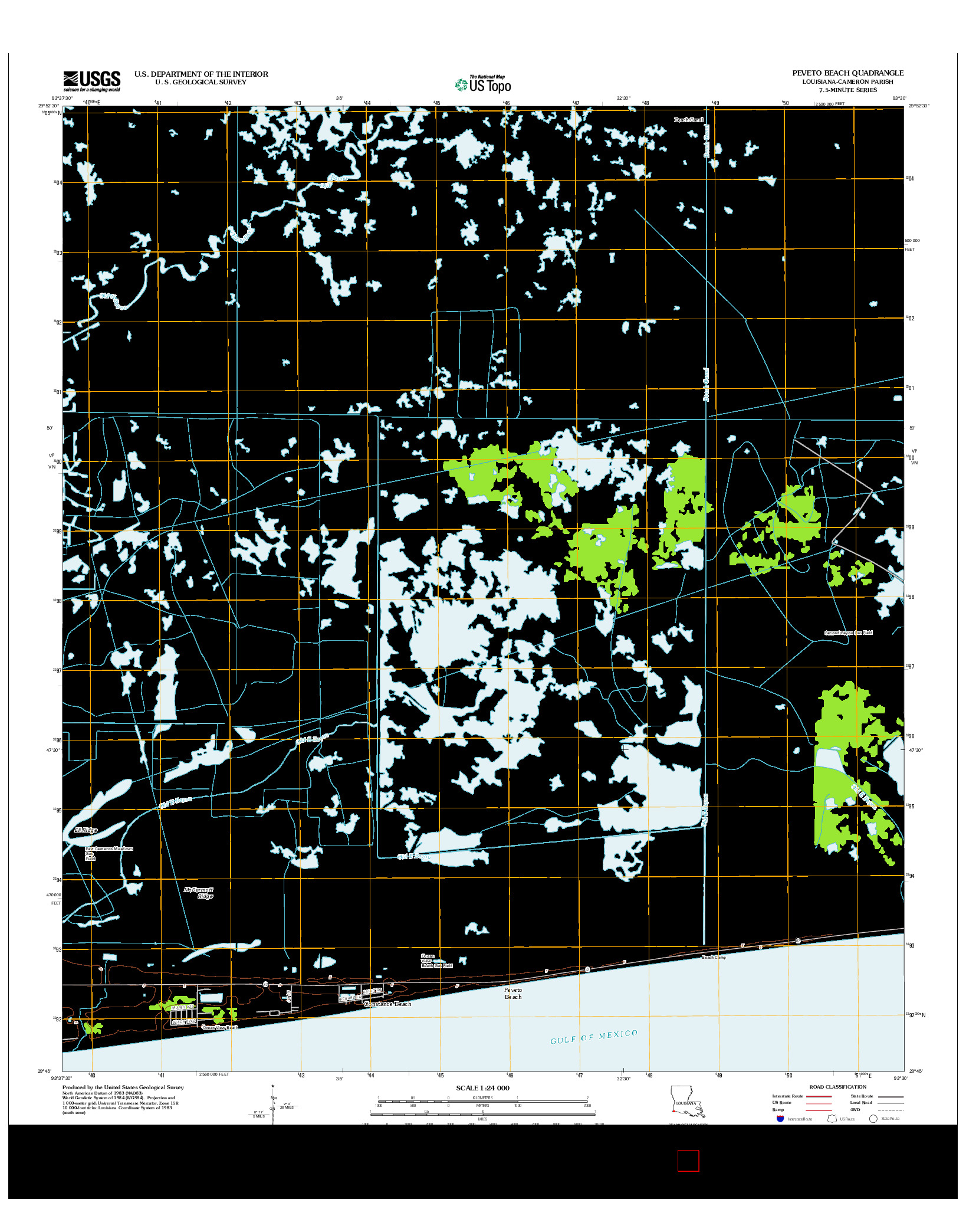 USGS US TOPO 7.5-MINUTE MAP FOR PEVETO BEACH, LA 2012