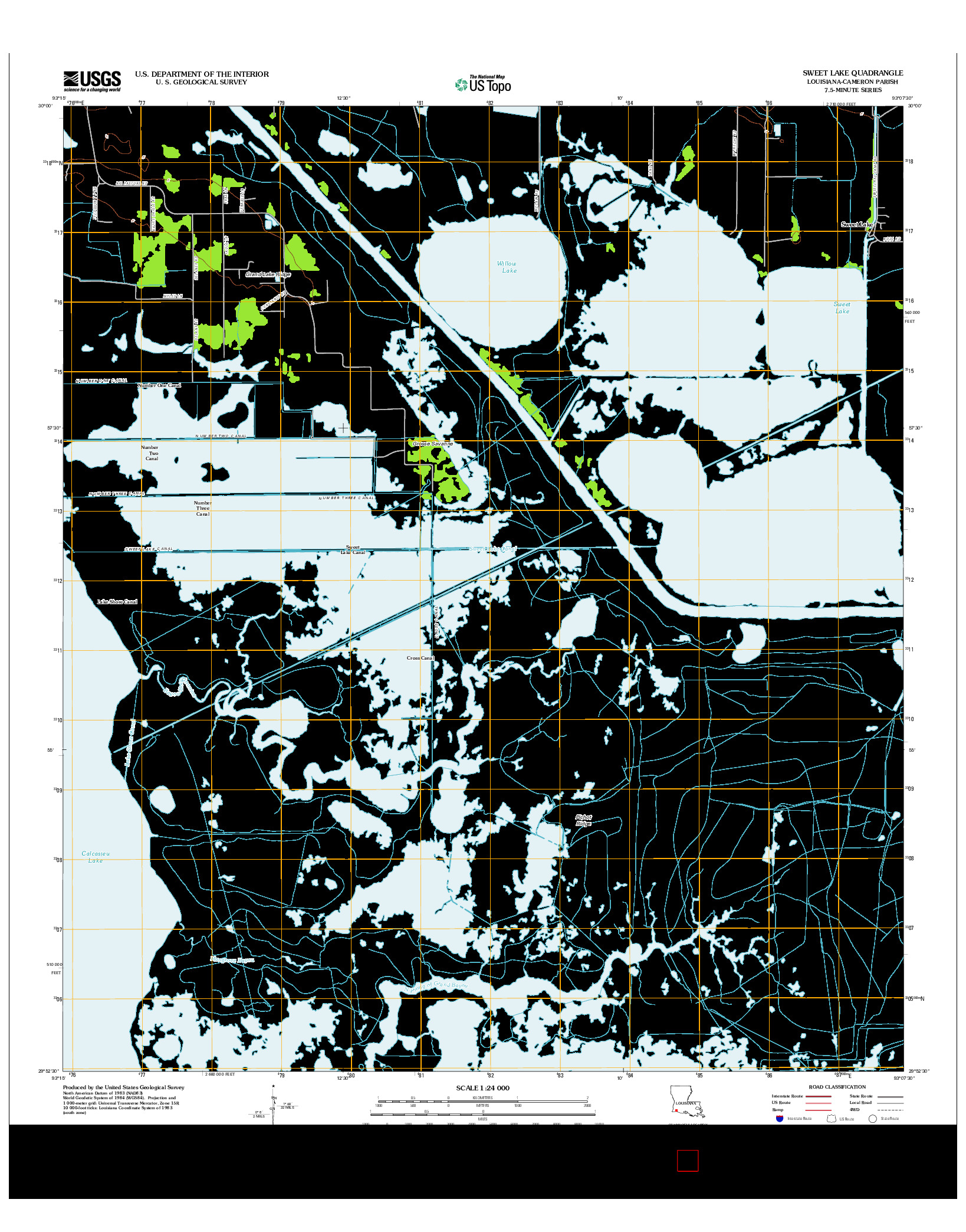 USGS US TOPO 7.5-MINUTE MAP FOR SWEET LAKE, LA 2012