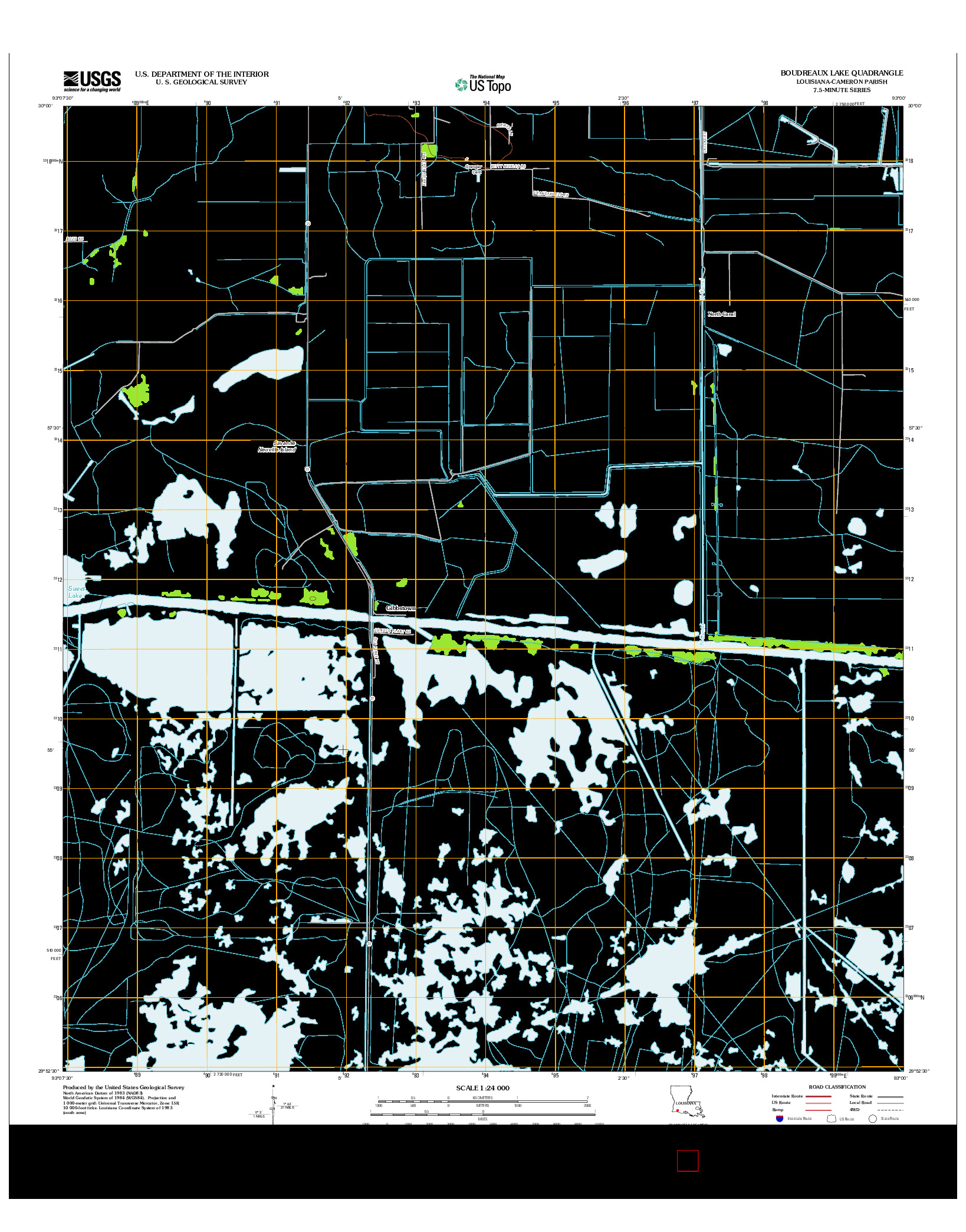 USGS US TOPO 7.5-MINUTE MAP FOR BOUDREAUX LAKE, LA 2012