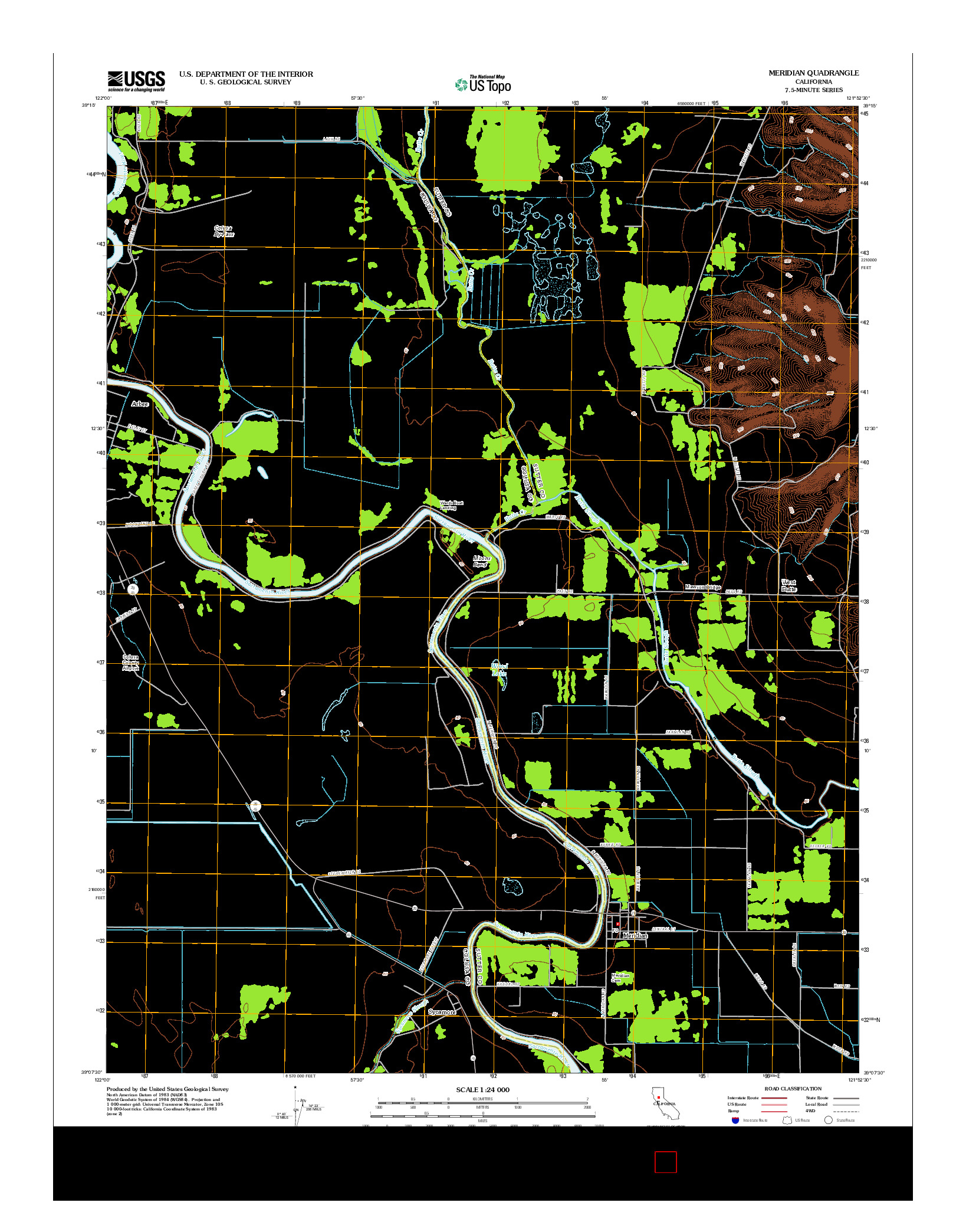 USGS US TOPO 7.5-MINUTE MAP FOR MERIDIAN, CA 2012