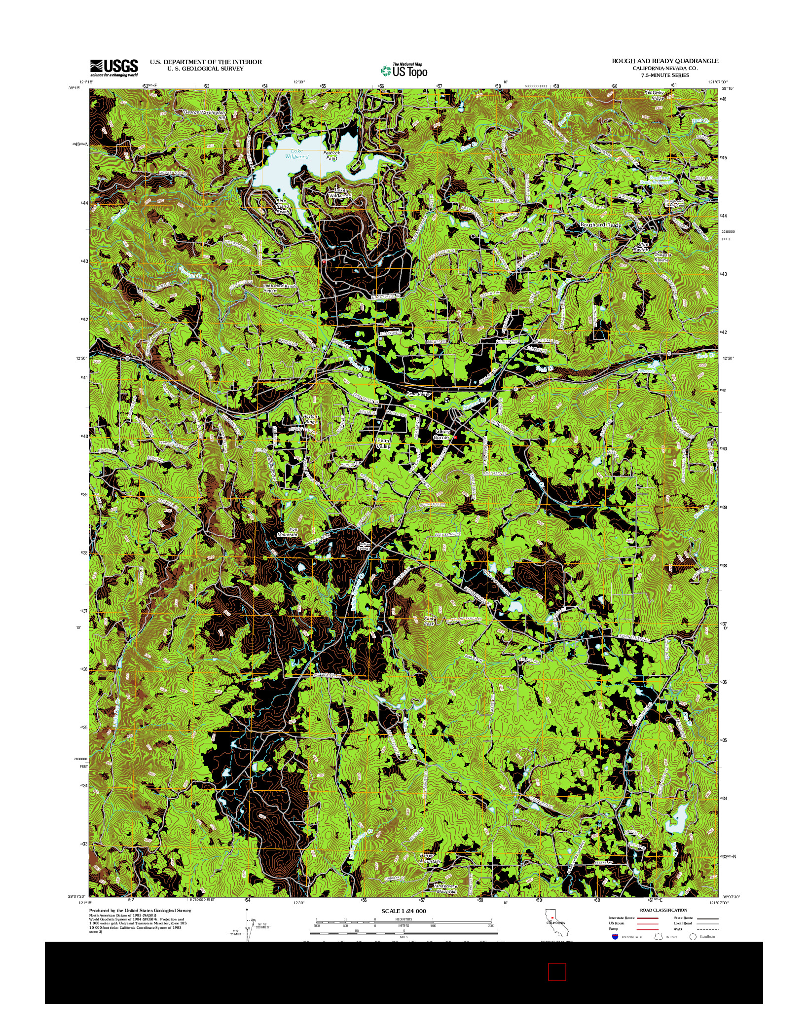 USGS US TOPO 7.5-MINUTE MAP FOR ROUGH AND READY, CA 2012