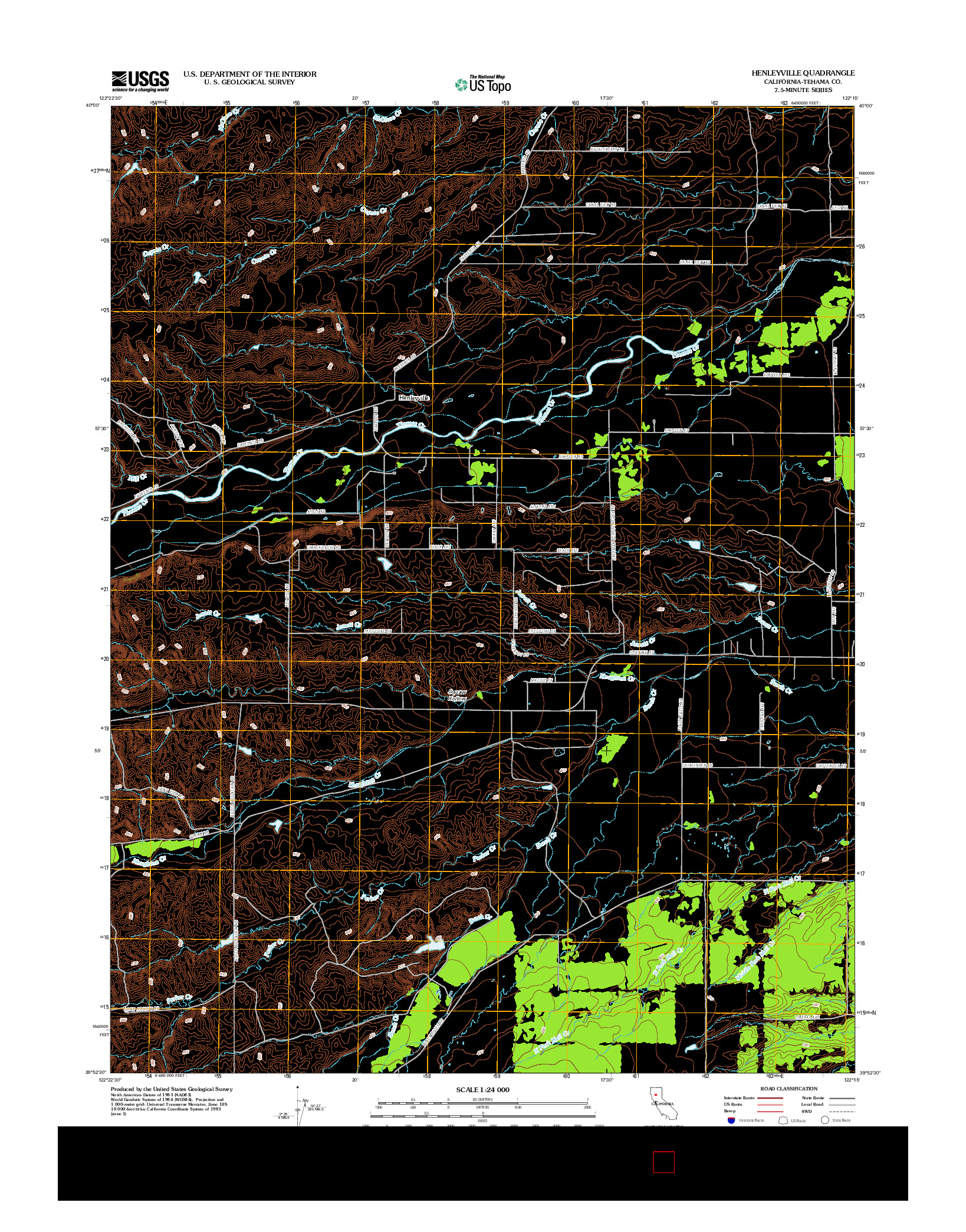 USGS US TOPO 7.5-MINUTE MAP FOR HENLEYVILLE, CA 2012