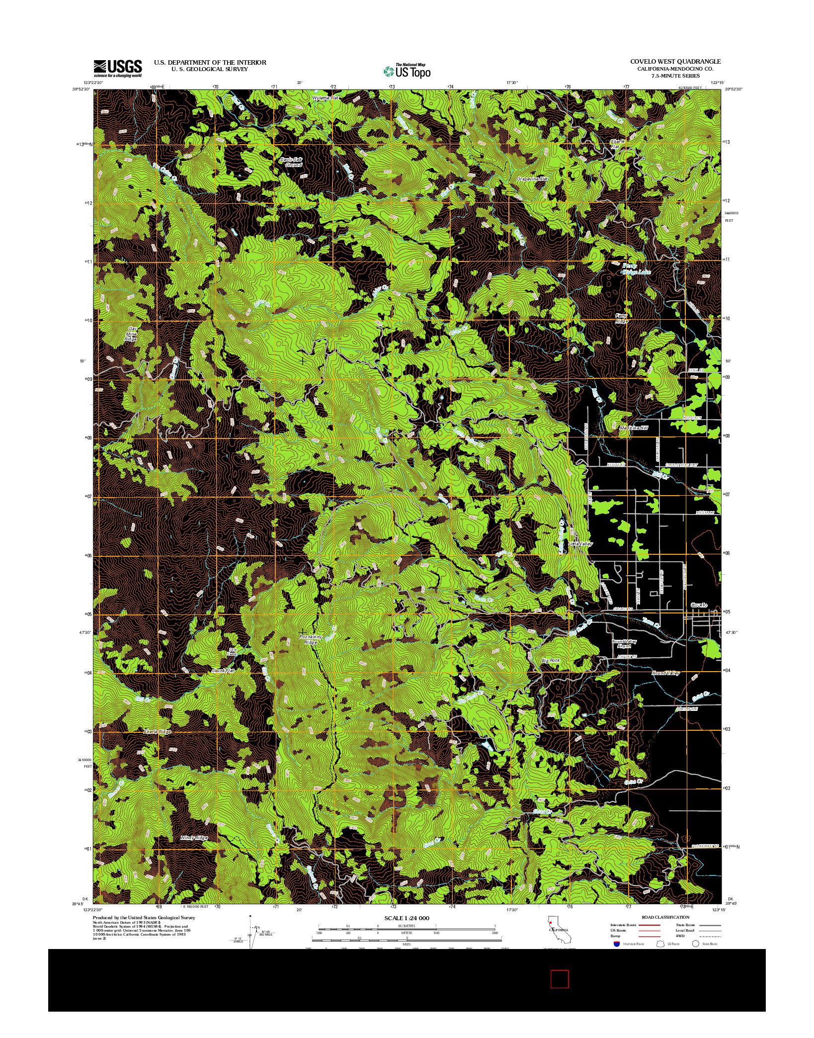 USGS US TOPO 7.5-MINUTE MAP FOR COVELO WEST, CA 2012