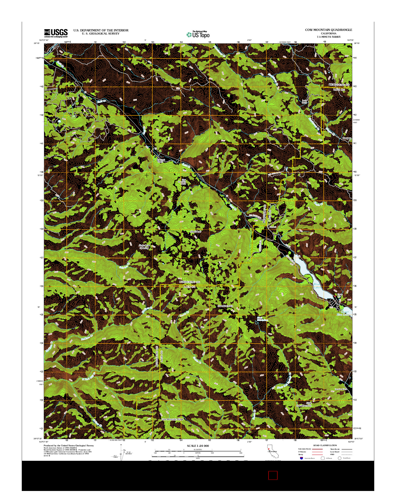 USGS US TOPO 7.5-MINUTE MAP FOR COW MOUNTAIN, CA 2012
