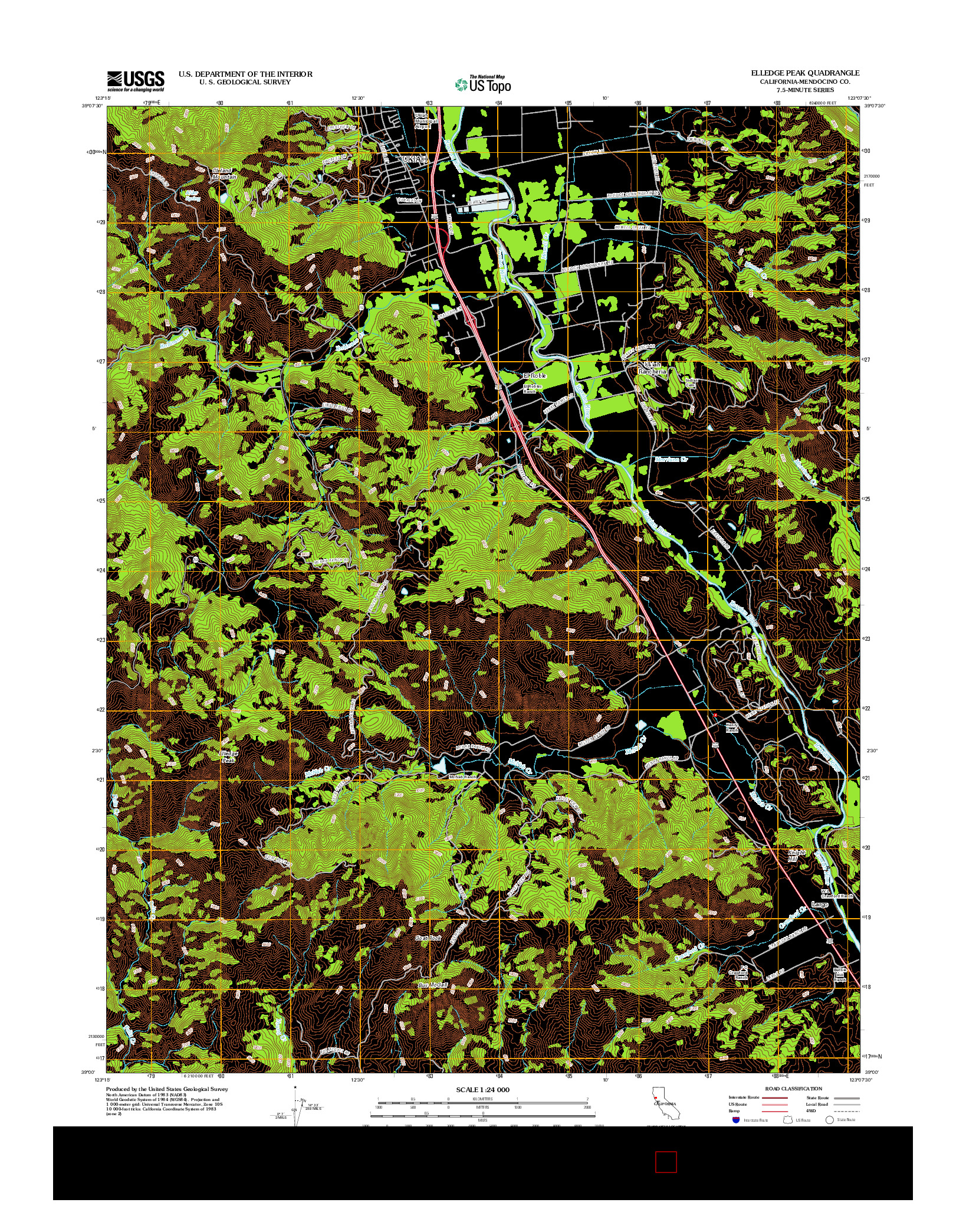 USGS US TOPO 7.5-MINUTE MAP FOR ELLEDGE PEAK, CA 2012